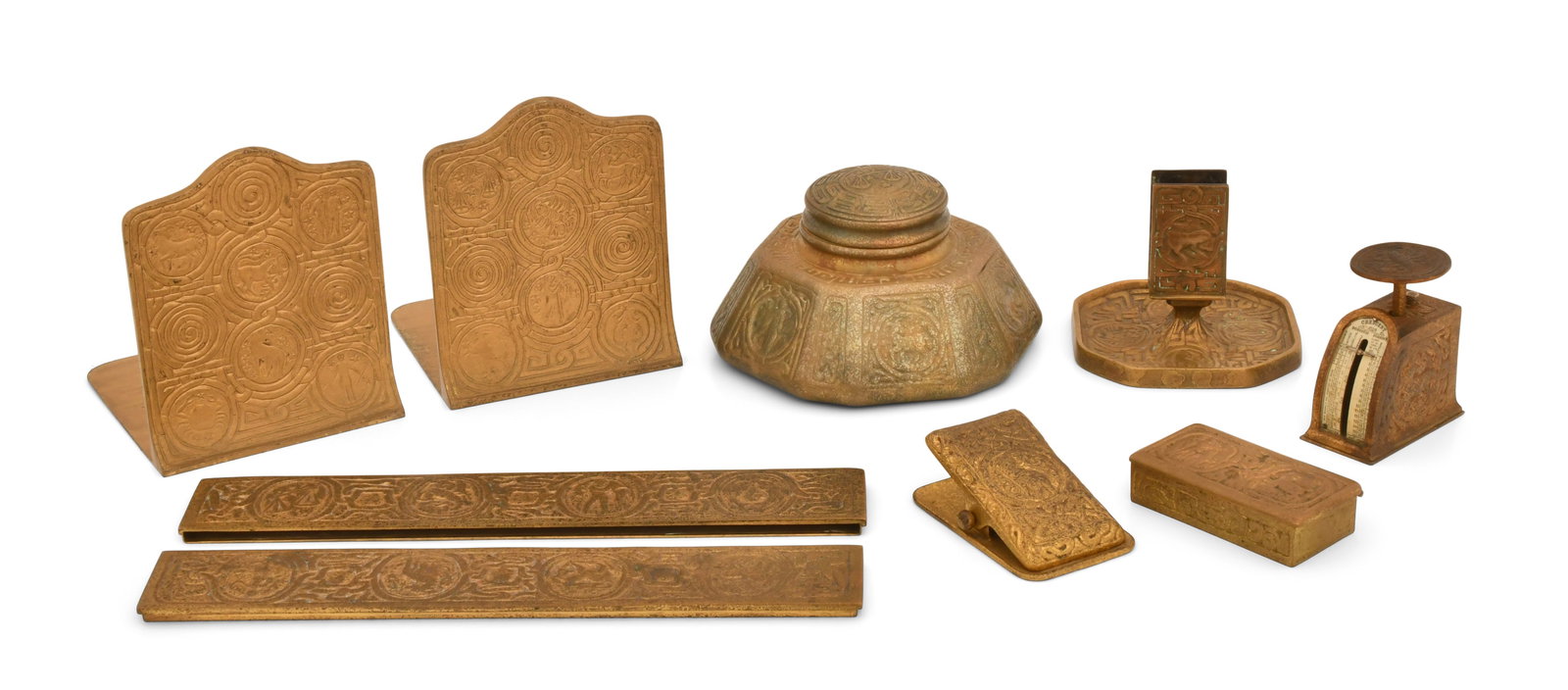 Tiffany Studios "Zodiac" Seven-Piece Desk Set (1 of 1)