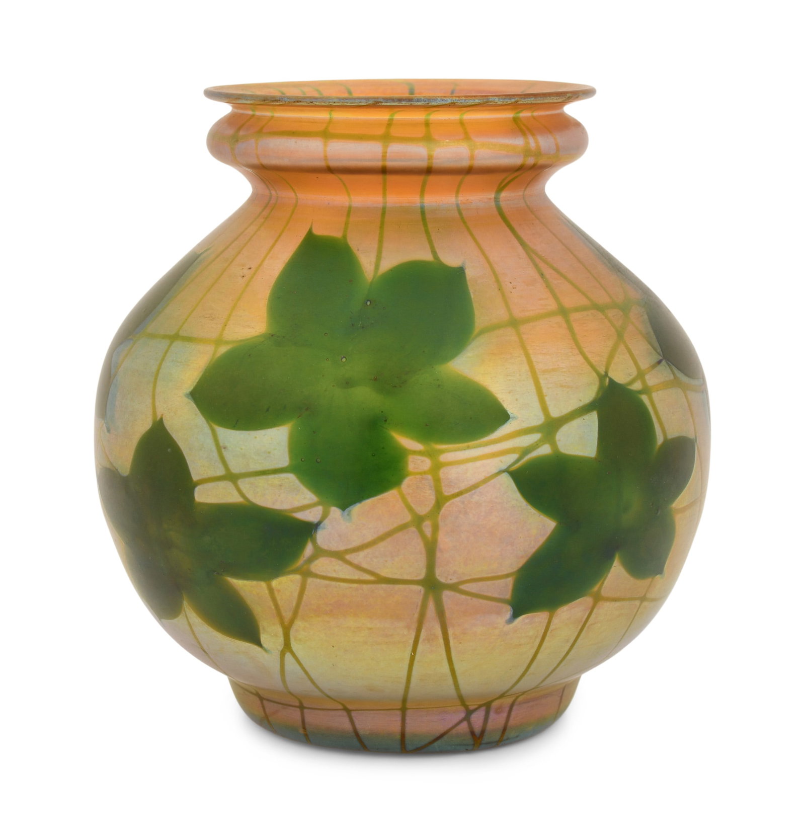 Tiffany Studios "Leaf & Vine" Vase: Tiffany Studios "Leaf & Vine" Vase circa 1910 favrile glass engraved "L.C. Tiffany - Inc. - Favrile, 1038, N" 6 1/4 x 6 inches Provenance: Property from an Important Northeast Collection Other Notes: