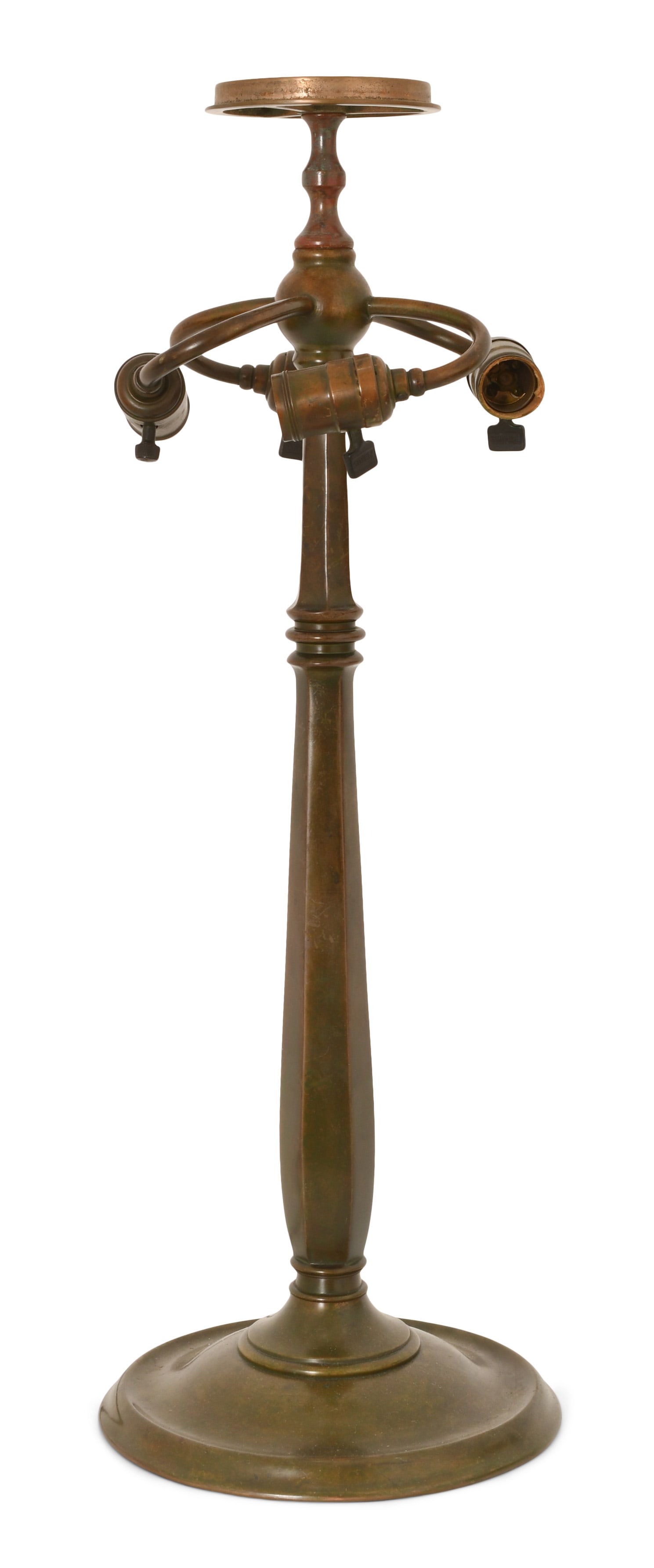 Tiffany Studios "Colonial" Table Lamp Base: Tiffany Studios "Colonial" Table Lamp Base early 20th century patinated bronze impressed "Tiffany Studios, New York, 532" 26 1/2 x 9 1/4 inches Provenance: Property from a Northeast Collector