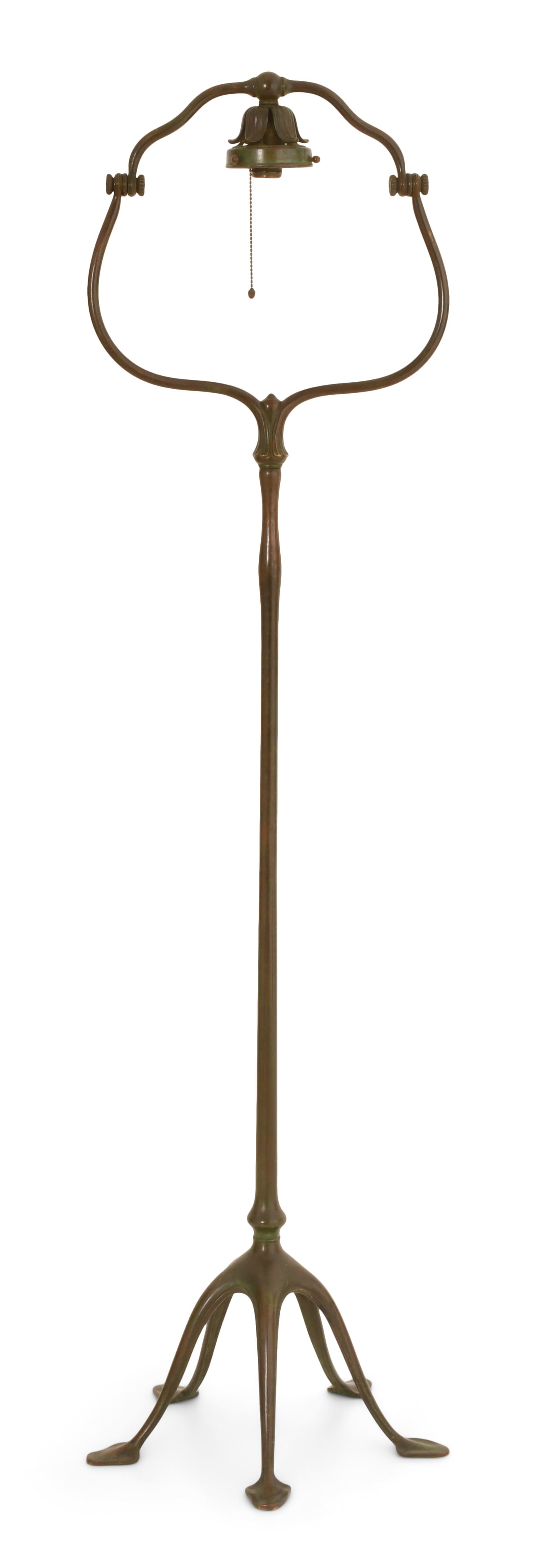 Tiffany Studios "Split Harp" Floor Lamp Base: Tiffany Studios "Split Harp" Floor Lamp Base circa 1910 patinated bronze impressed "Tiffany Studios, New York, 423H" 58 x 15 1/2 inches Provenance: Property from a Northeast Collector