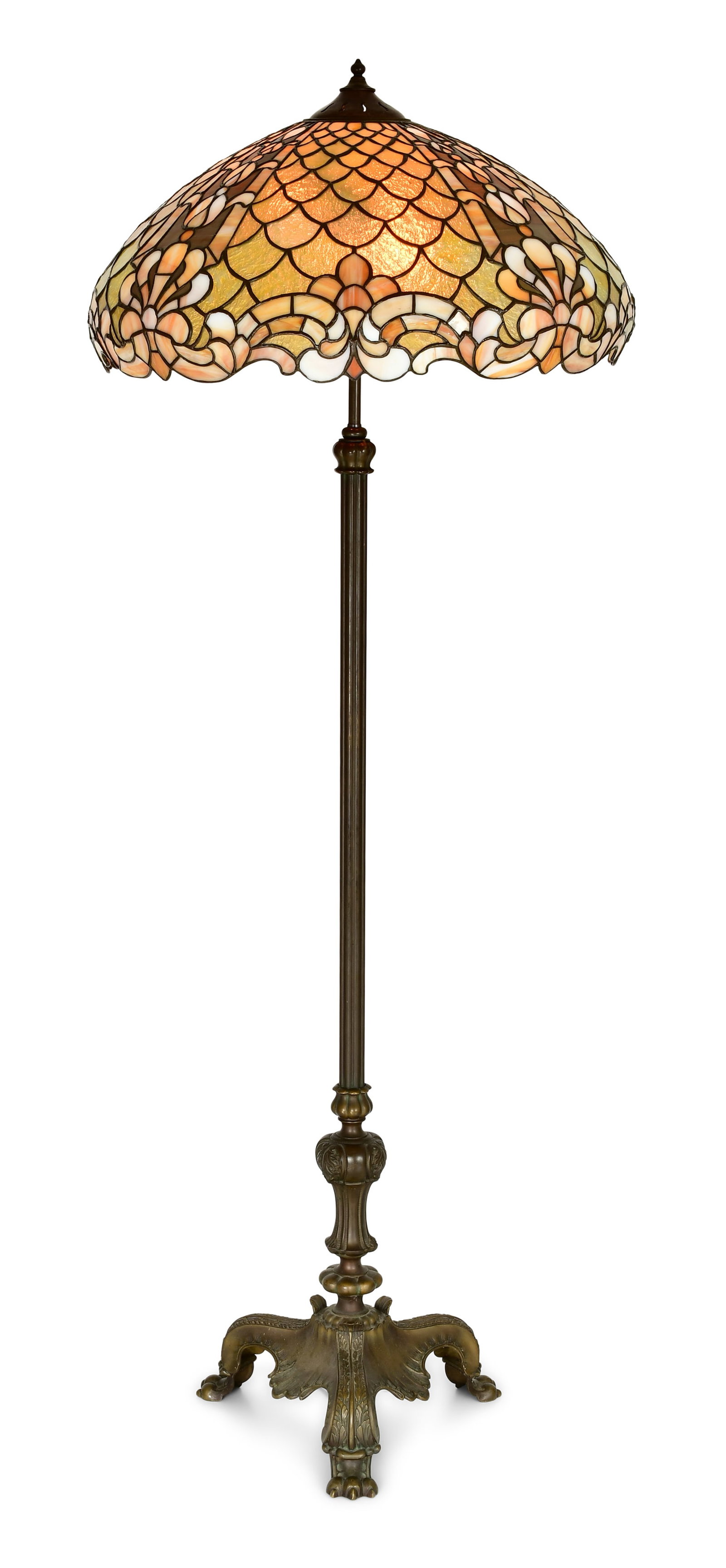 Duffner & Kimberly Leaded Glass Floor Lamp: Duffner & Kimberly (New York, est. 1905) Floor Lamp circa 1915 leaded glass, patinated bronze 69 x 25 1/2 inches Provenance: Property from a Massachusetts Collector