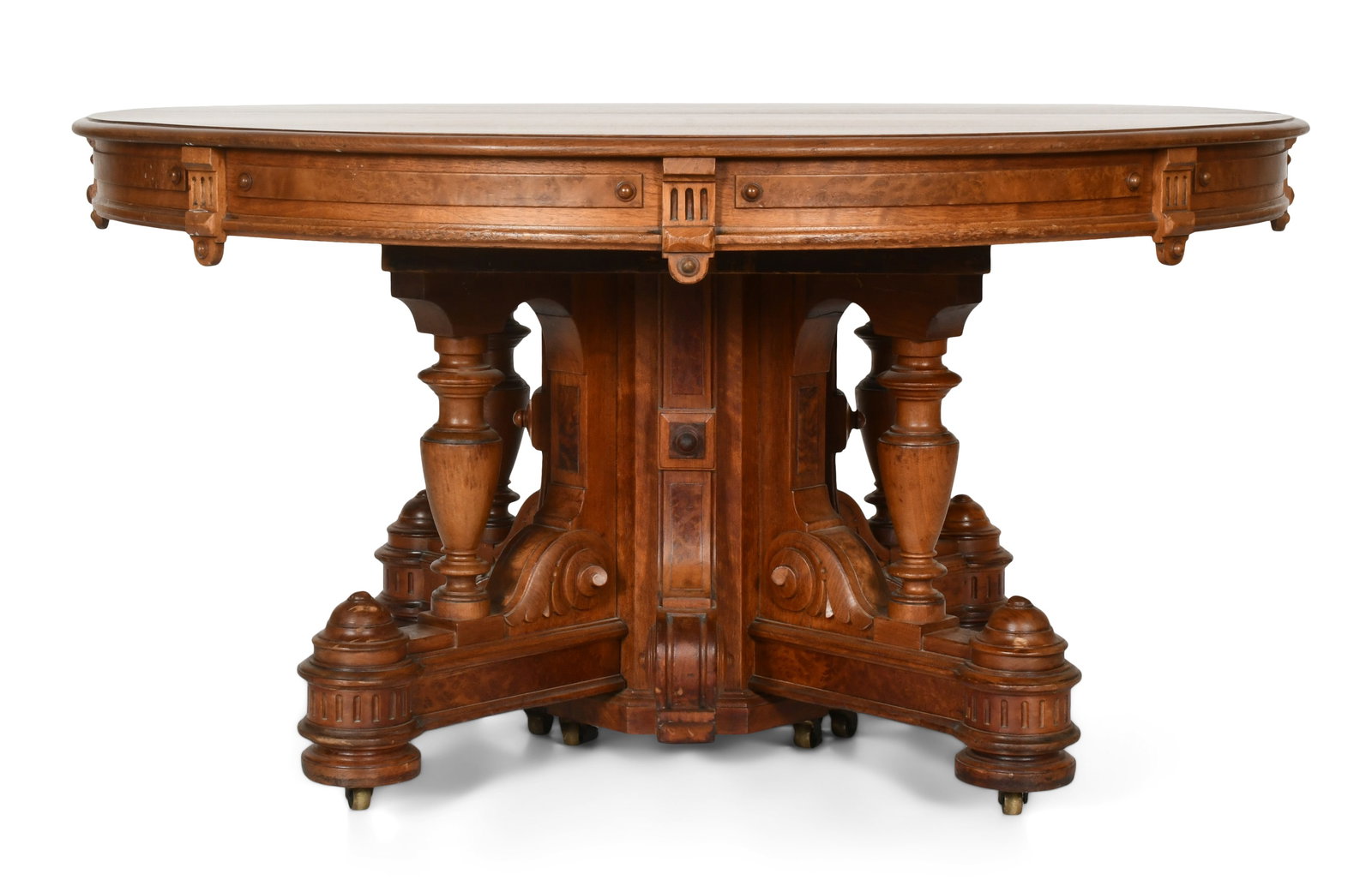 Renaissance Revival Walnut & Burled Walnut Dining Table (1 of 1)