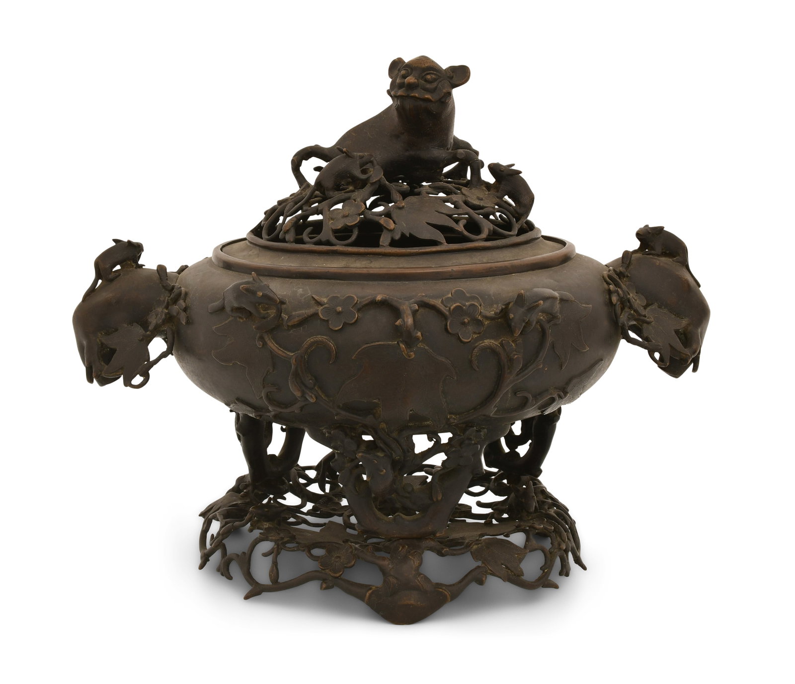 A Large Chinese Reticulated Bronze Censor (1 of 8)