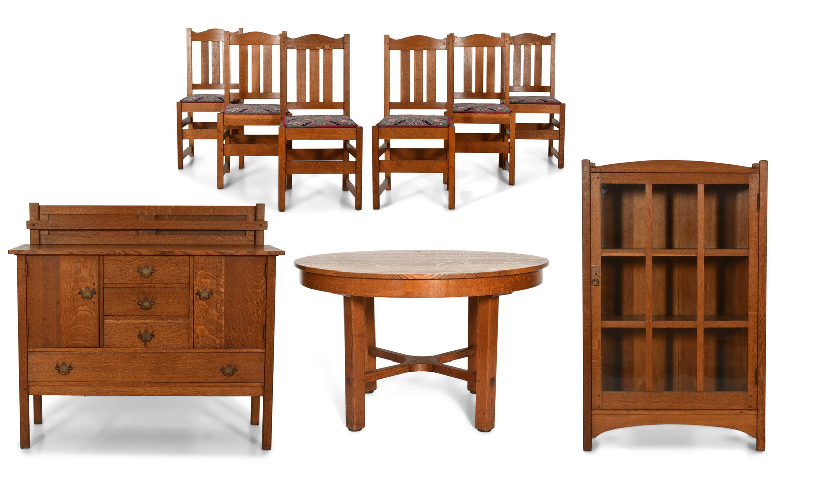 L. & J.G. Stickley Oak Nine-Piece Dining Set (1 of 20)