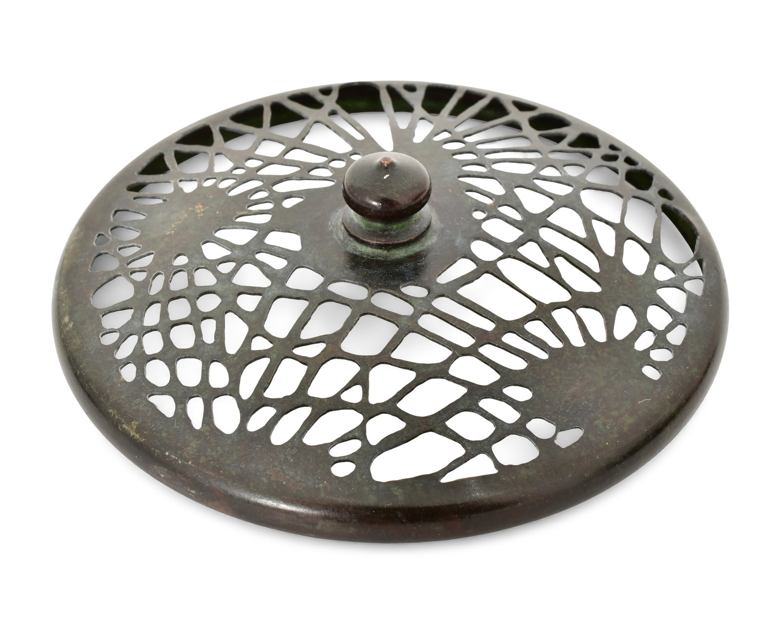 Tiffany Studios, A Rare "Pine Needle" Heat Cap: Tiffany Studios A Rare "Pine Needle" Heat Cap circa 1910 patinated bronze 5 3/4 in. diameter Provenance: Property from an Important Northeast Collection Other Notes: Fontaine's Auction Gallery can