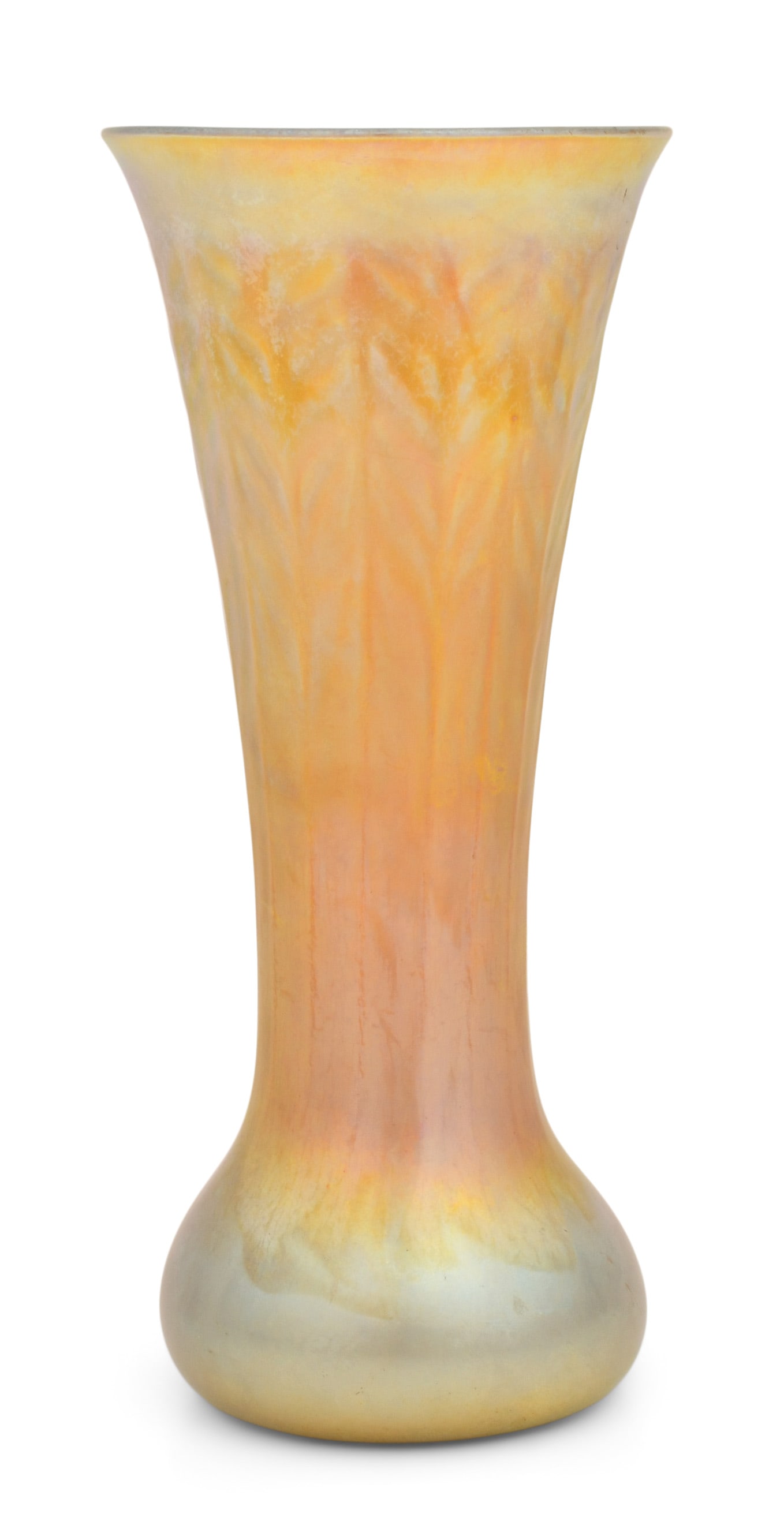 Tiffany Studios "Feathered" Vase: Tiffany Studios "Feathered" Vase circa 1910 favrile glass engraved "L.C. Tiffany - Inc., Favrile, 8152N 1811" 9 3/4 x 4 1/4 inches