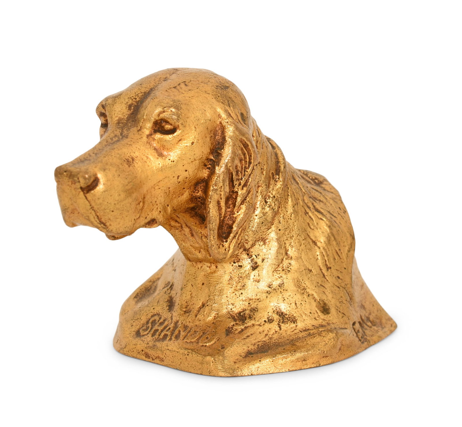 Tiffany Studios "Shando" Paperweight: Tiffany Studios "Shando" Paperweight circa 1910 patinated bronze impressed "Tiffany Studios, New York, 889" 2 1/4 x 3 1/4 x 2 inches Provenance: Property from an Important Northeast Collection Other