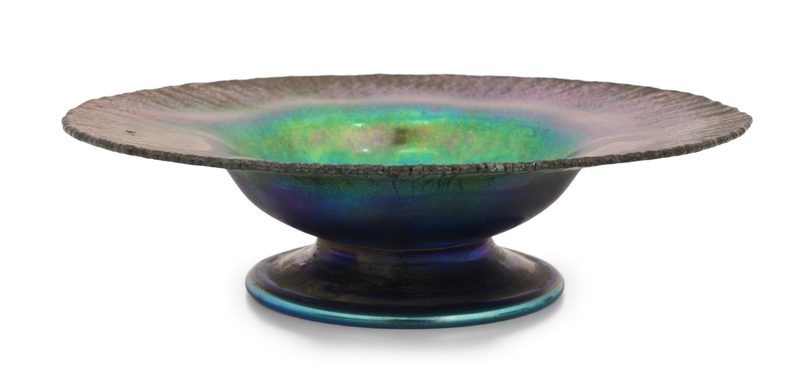 Tiffany Studios Favrile Glass Compote: Tiffany Studios Compote circa 1910 favrile glass engraved "L.C. Tiffany - Favrile, W" 2 1/4 x 8 inches Provenance: Property from an Important Northeast Collection Other Notes: Fontaine's Auction