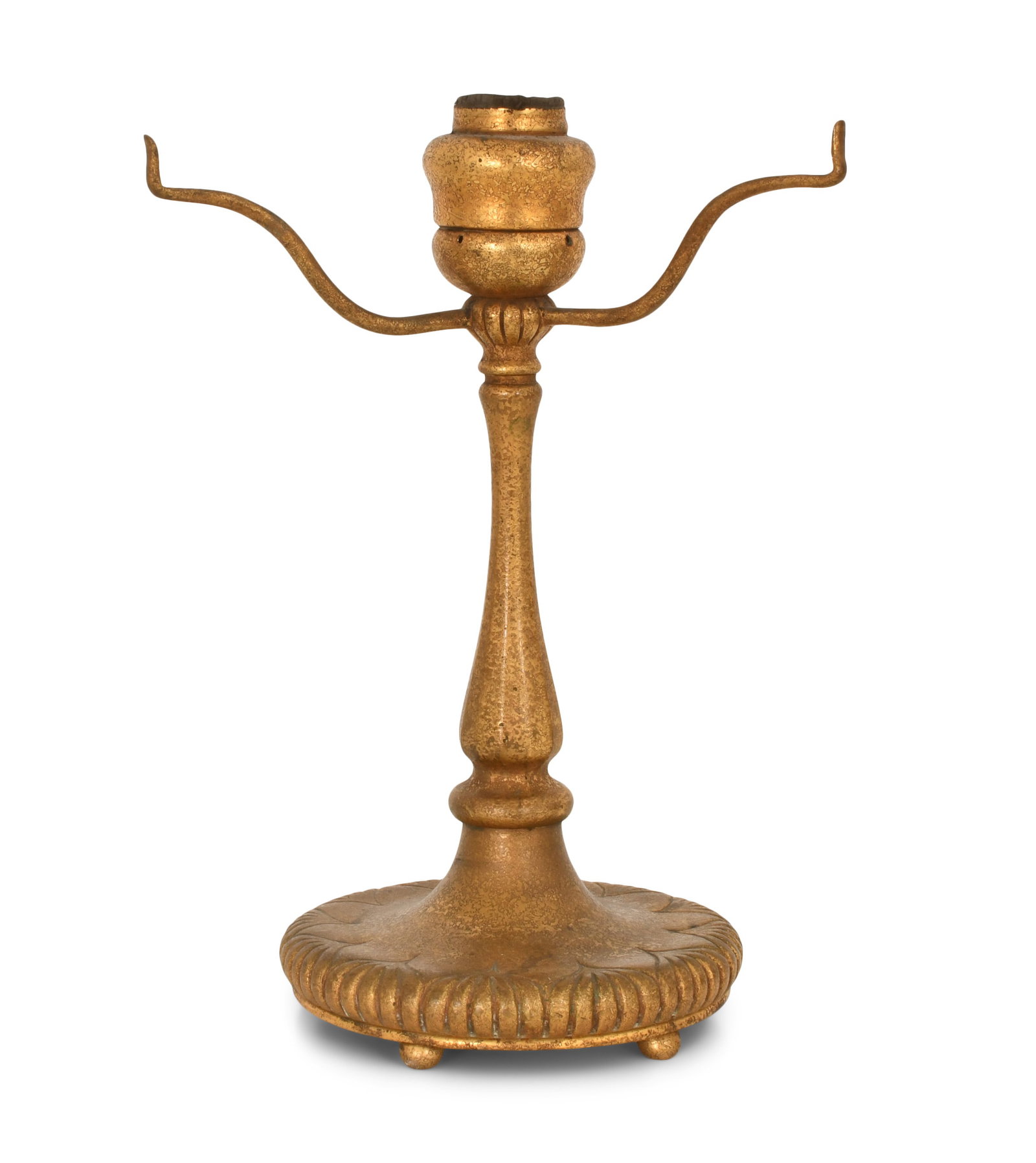 Tiffany Studios Desk Lamp Base: Tiffany Studios Desk Lamp Base early 20th century gilt bronze impressed "Tiffany Studios, New York, 322" 10 1/2 x 7 1/2 inches Provenance: Private Collection, New Jersey Other Notes: Fontaine's