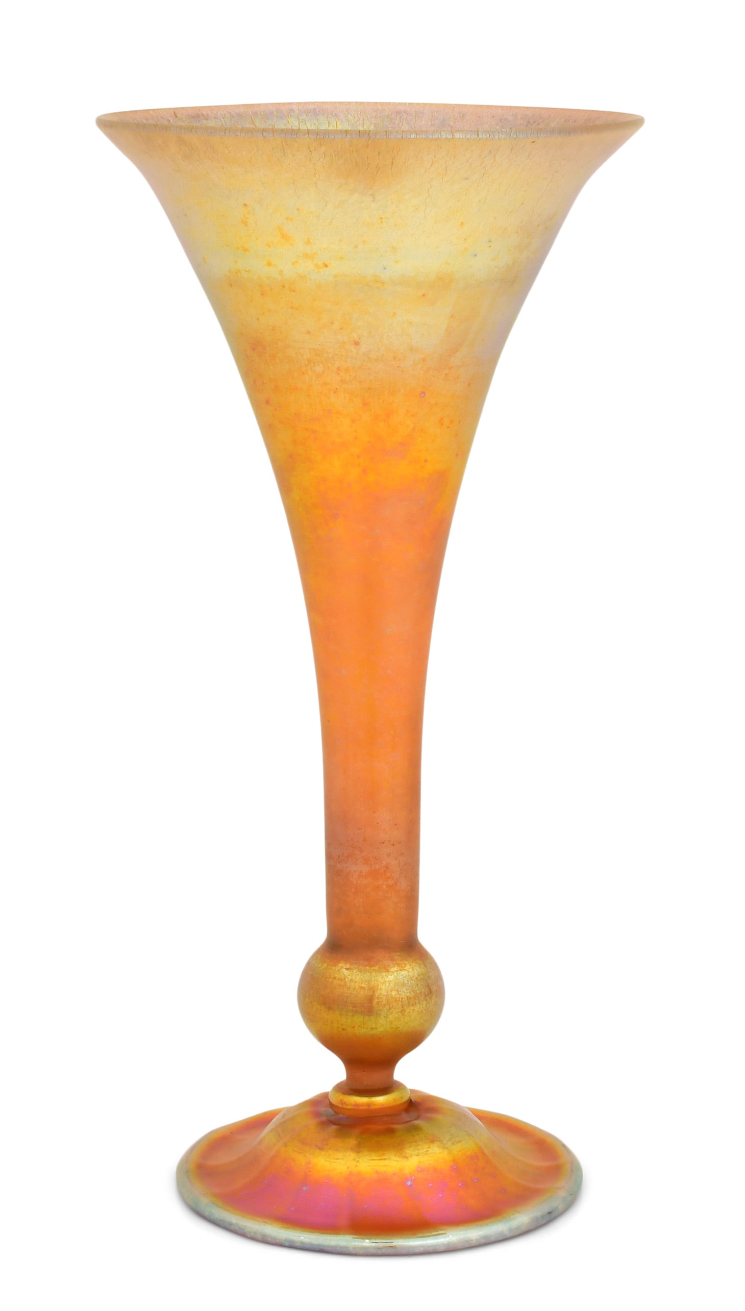 Tiffany Studios, A Large Favrile Glass Vase: Tiffany Studios A Large Vase circa 1910 favrile glass engraved "L.C. Tiffany - Favrile, 2202D" 16 1/4 x 8 inches