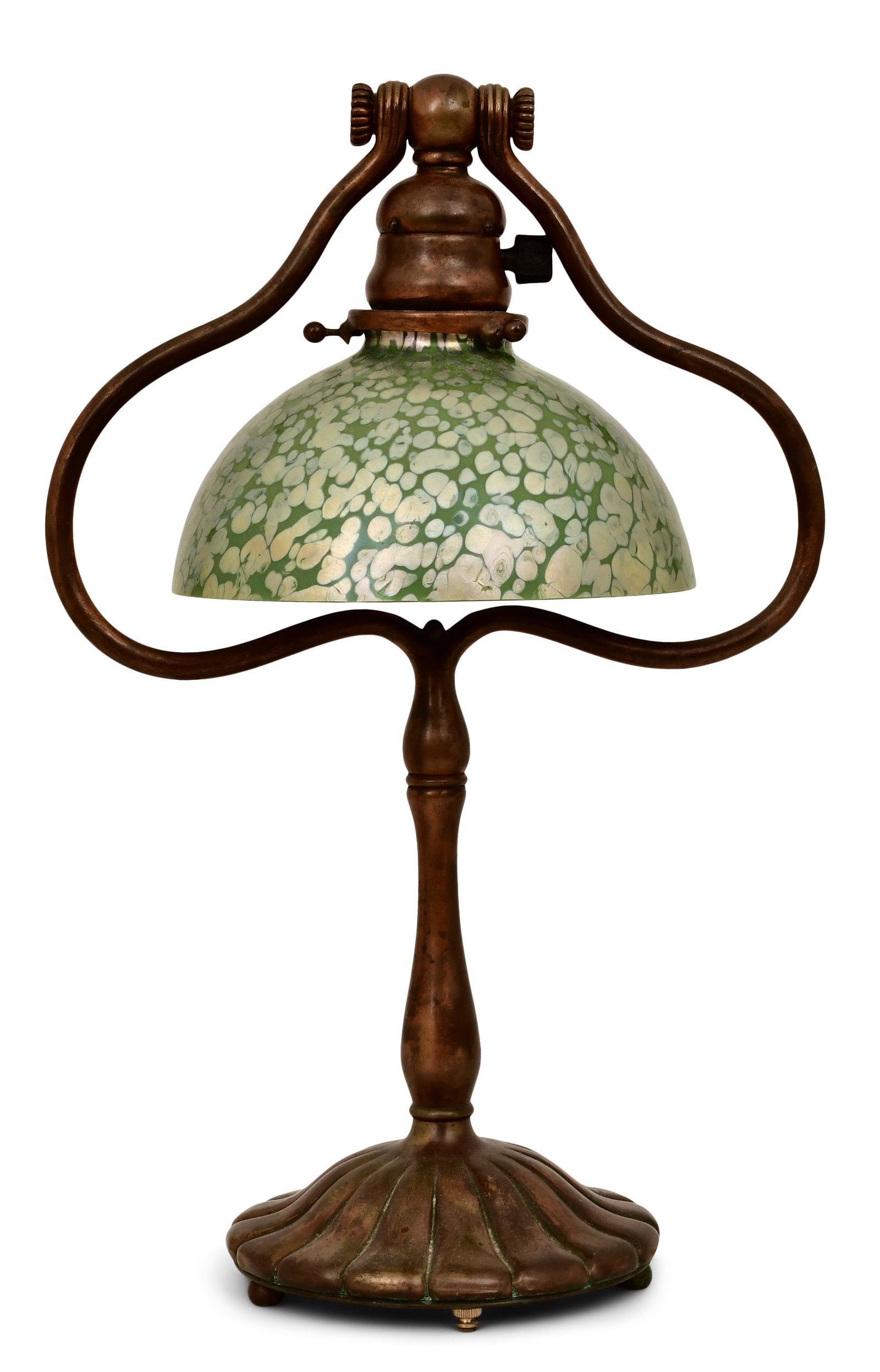 Tiffany Studios "Harp" Desk Lamp Base with Lundberg Shade (1 of 1)