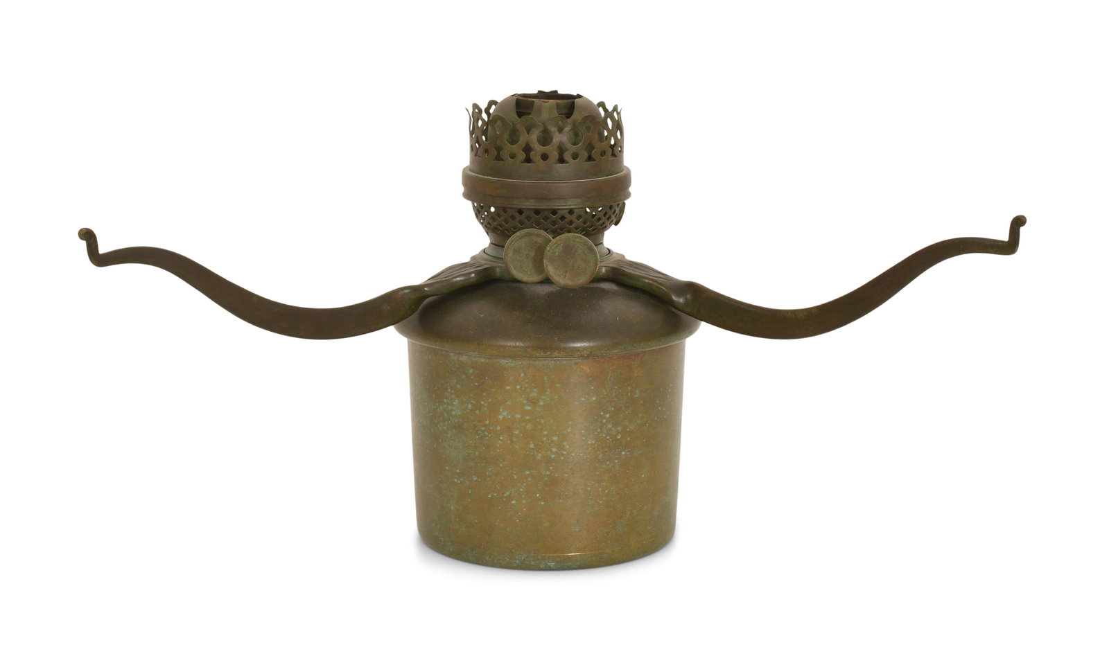 Tiffany Studios Lamp Font: Tiffany Studios Lamp Font circa 1905 patinated bronze marked "Tiffany Studios, New York, 21518" and with the Tiffany Glass & Decorating Co. monogram 8 x 14 1/2 inches Provenance: Property from an