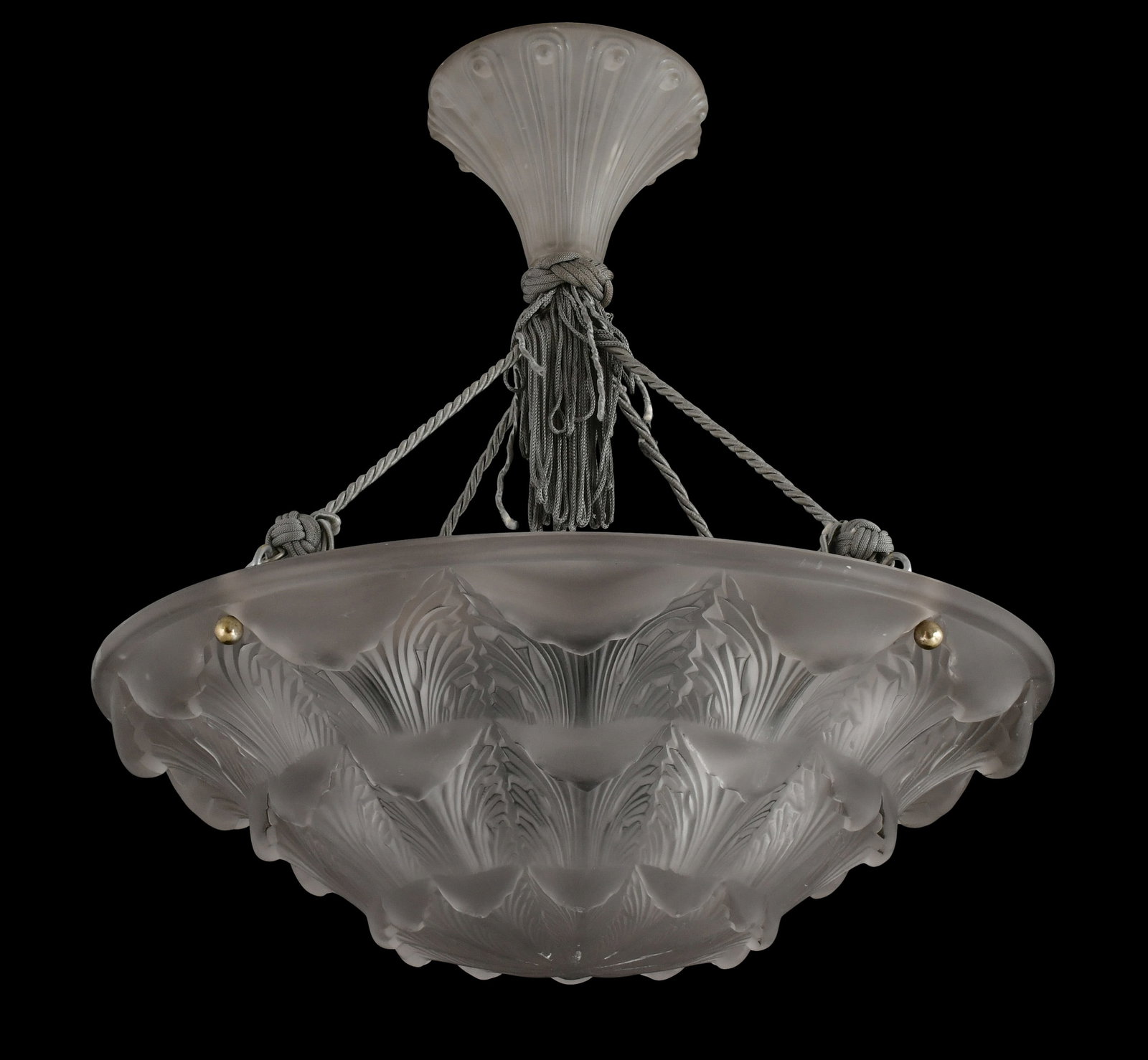 René Lalique (French, 1860-1945), "Gaillon" Glass Chandelier (1 of 7)