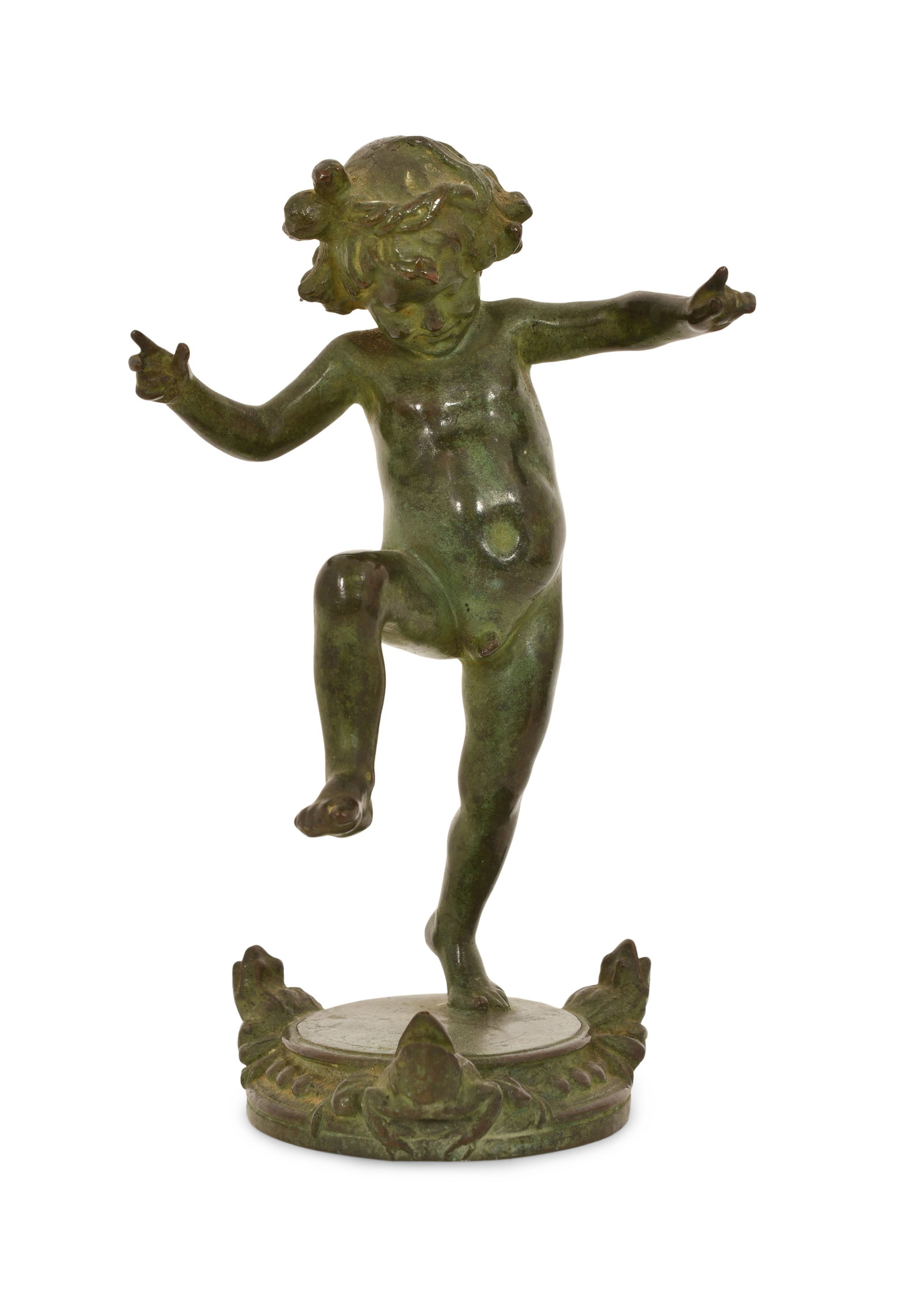 Janet Scudder (1869-1940) / Gorham Co. Frog Baby Fountain: Janet Scudder (American, 1869-1940) Gorham Co. Foundry Frog Baby Fountain patinated bronze marked "Gorham Co. Founders, QAVD" 5 1/2 x 3 1/2 x 3 inches Provenance: Property from an Important Northeast 