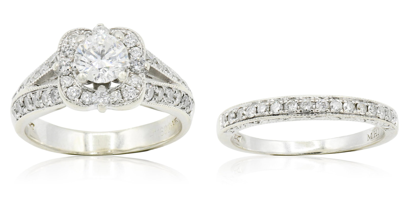 Michael Hill 14K White Gold & Diamond Wedding Ring Set (1 of 1)
