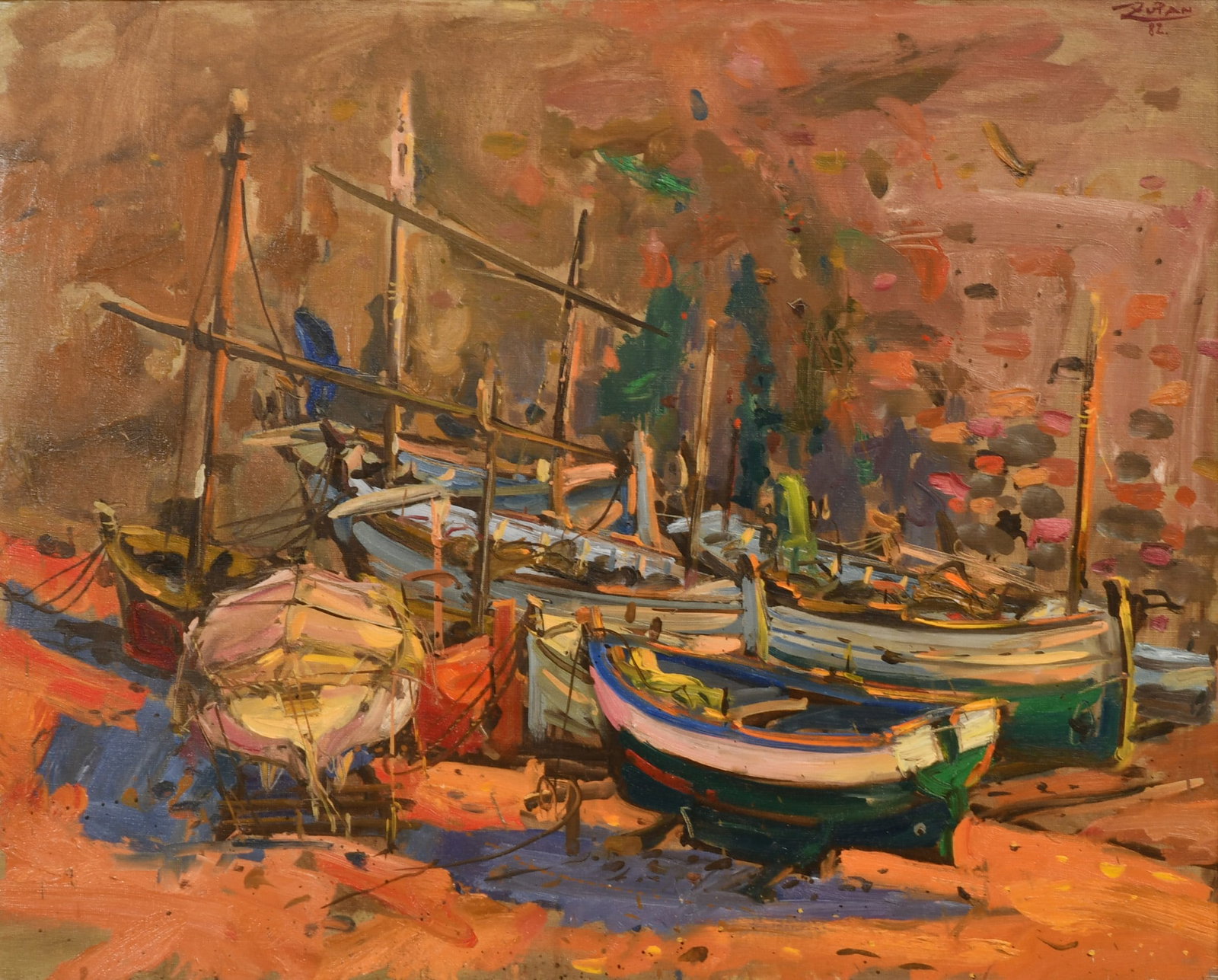 Bruno Stern Zupan (American, b. 1939), Beached Boats (1 of 4)