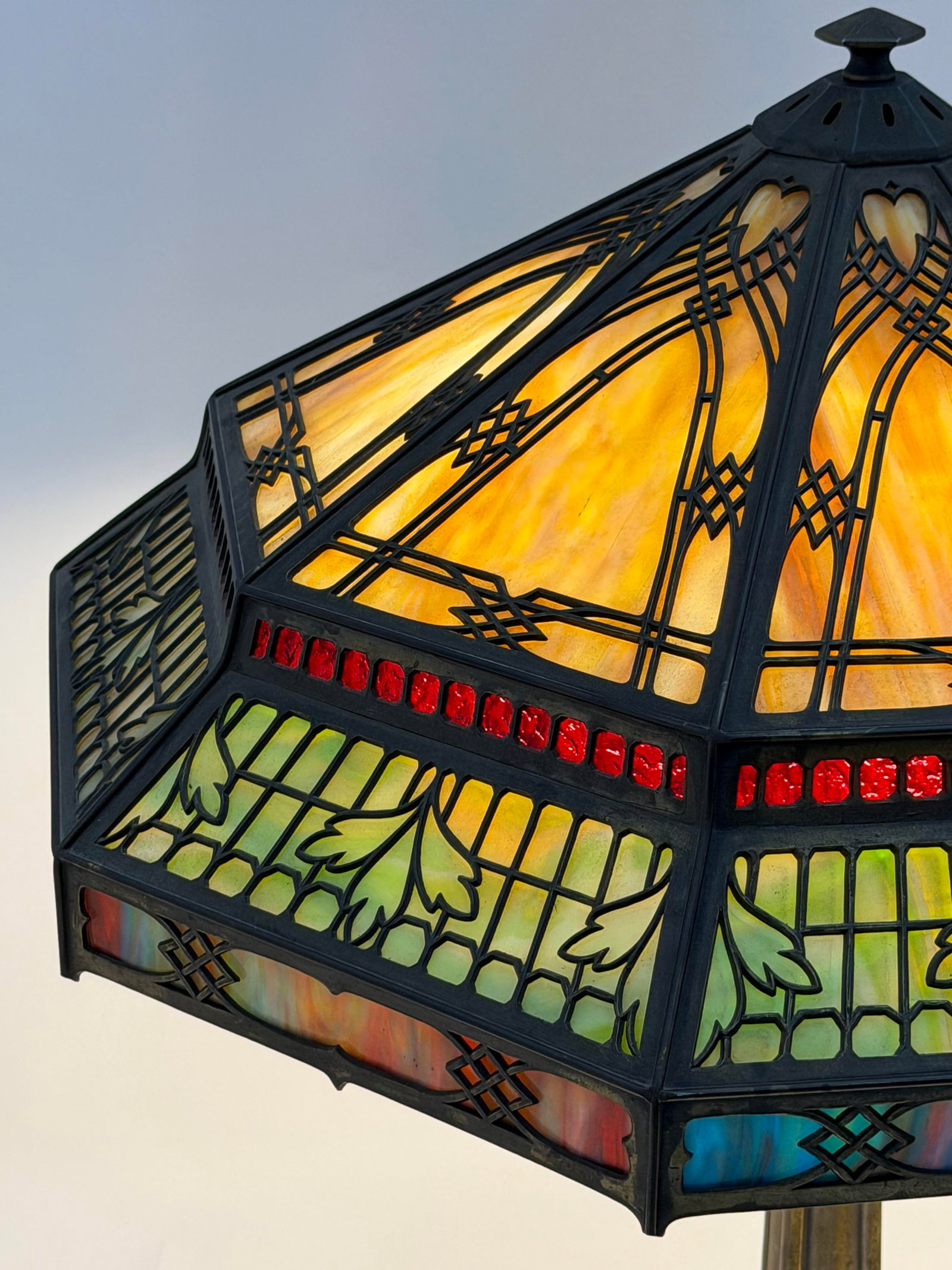 Bradley & Hubbard Overlay Table Lamp - 3