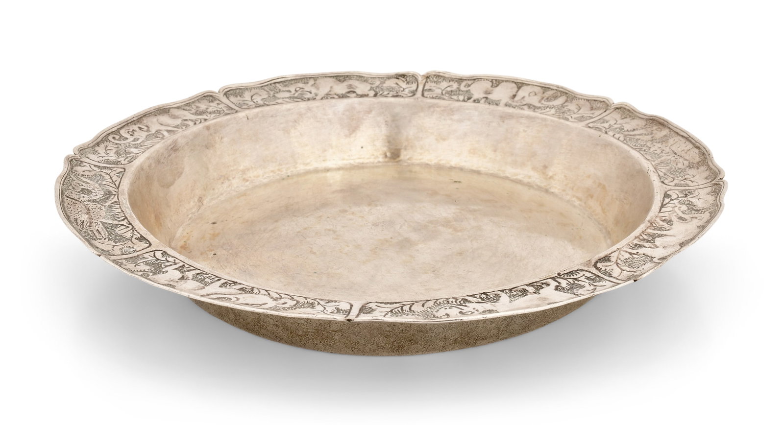 A Sterling Silver Bowl with Elephant Border: A Sterling Silver Bowl with Elephant Border 2 x 14 1/2 inches 36.20 troy ounces Provenance: Private Collection, New York