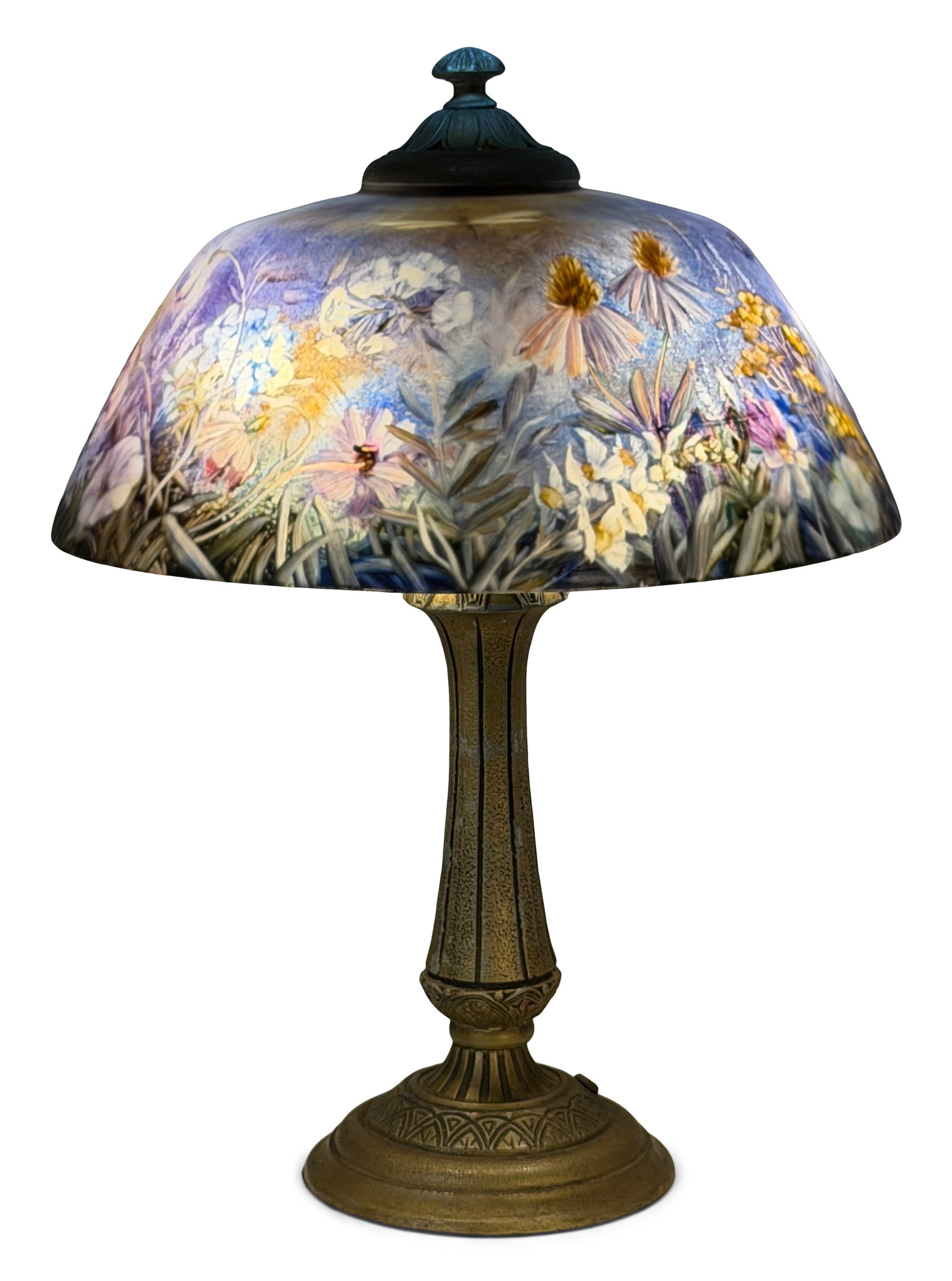 Ulla Darni Reverse Painted Glass Table Lamp: Ulla Darni Reverse Painted Glass Table Lamp 20th century 21 1/2 x 16 inches Provenance: Property from a Massachusetts Collector