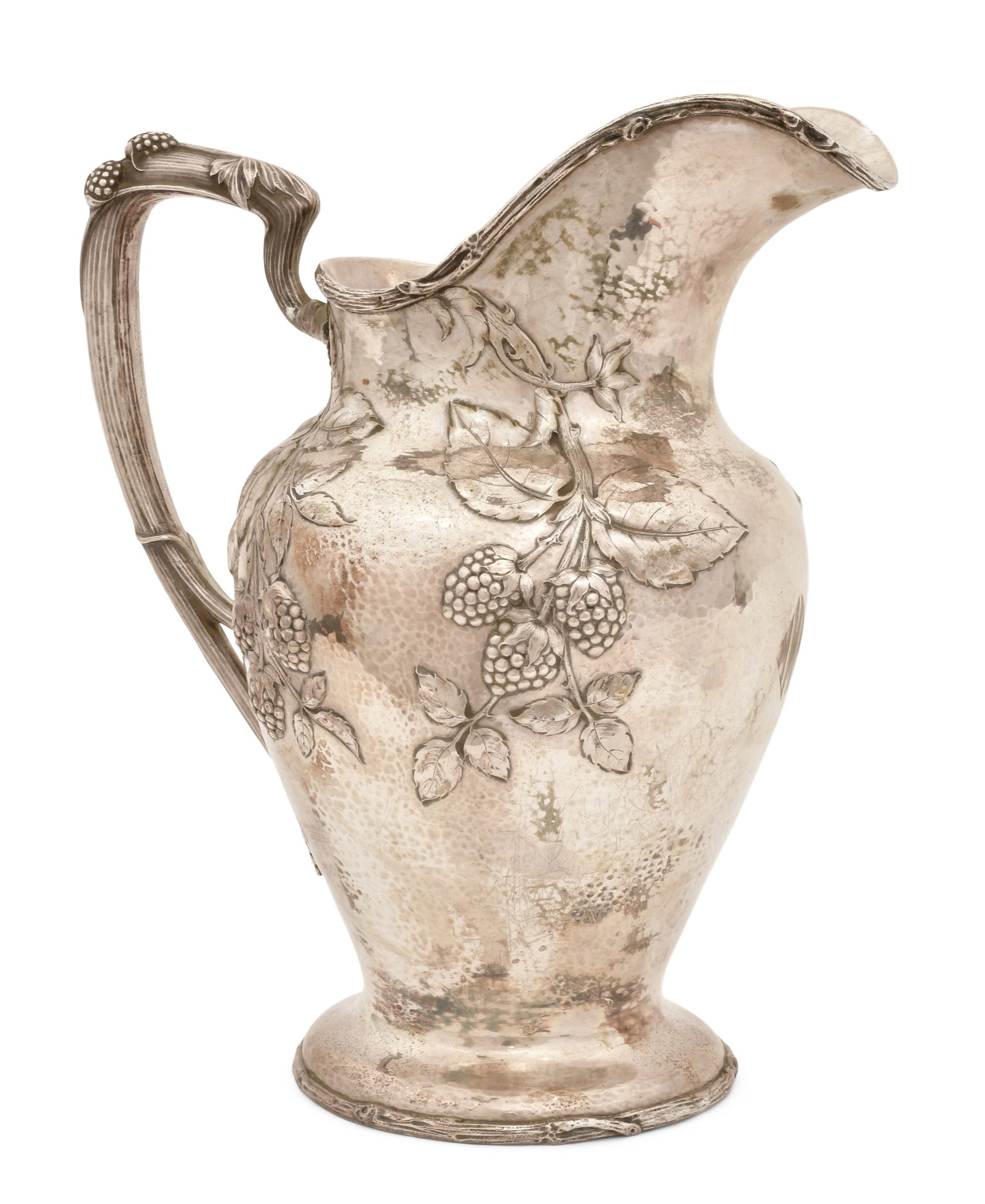 Gorham Sterling Silver "Blackberry" Pitcher: Gorham Mfg. Co. "Blackberry" Pitcher early 20th century sterling silver marked "(lion-anchor-G), Sterling, A727, Brock & Company" 11 x 9 1/2 x 6 1/2 inches 43.89 troy ounces