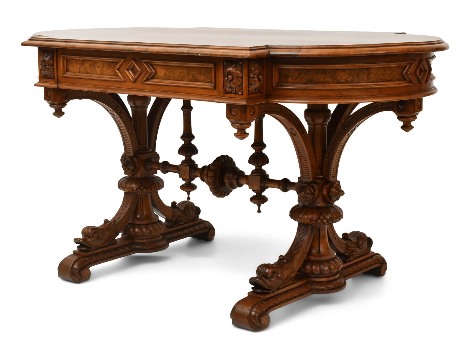 Victorian Burl Walnut Center Table (1 of 1)