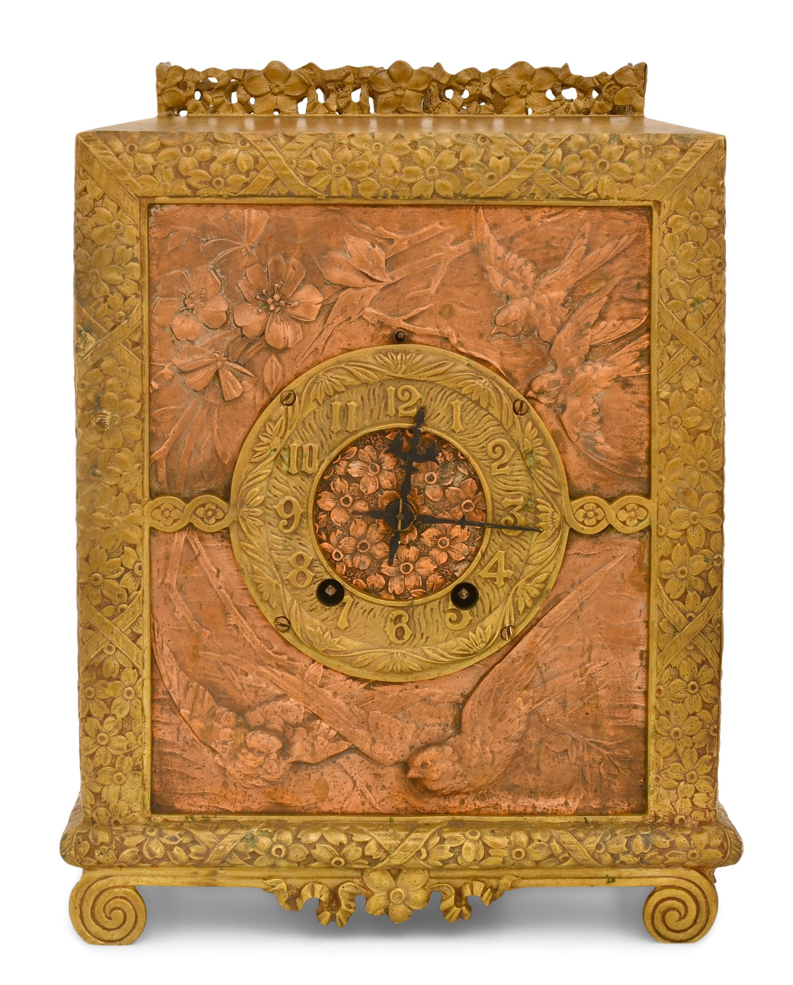 American Aesthetic Movement Brass & Copper Clock (1 of 1)