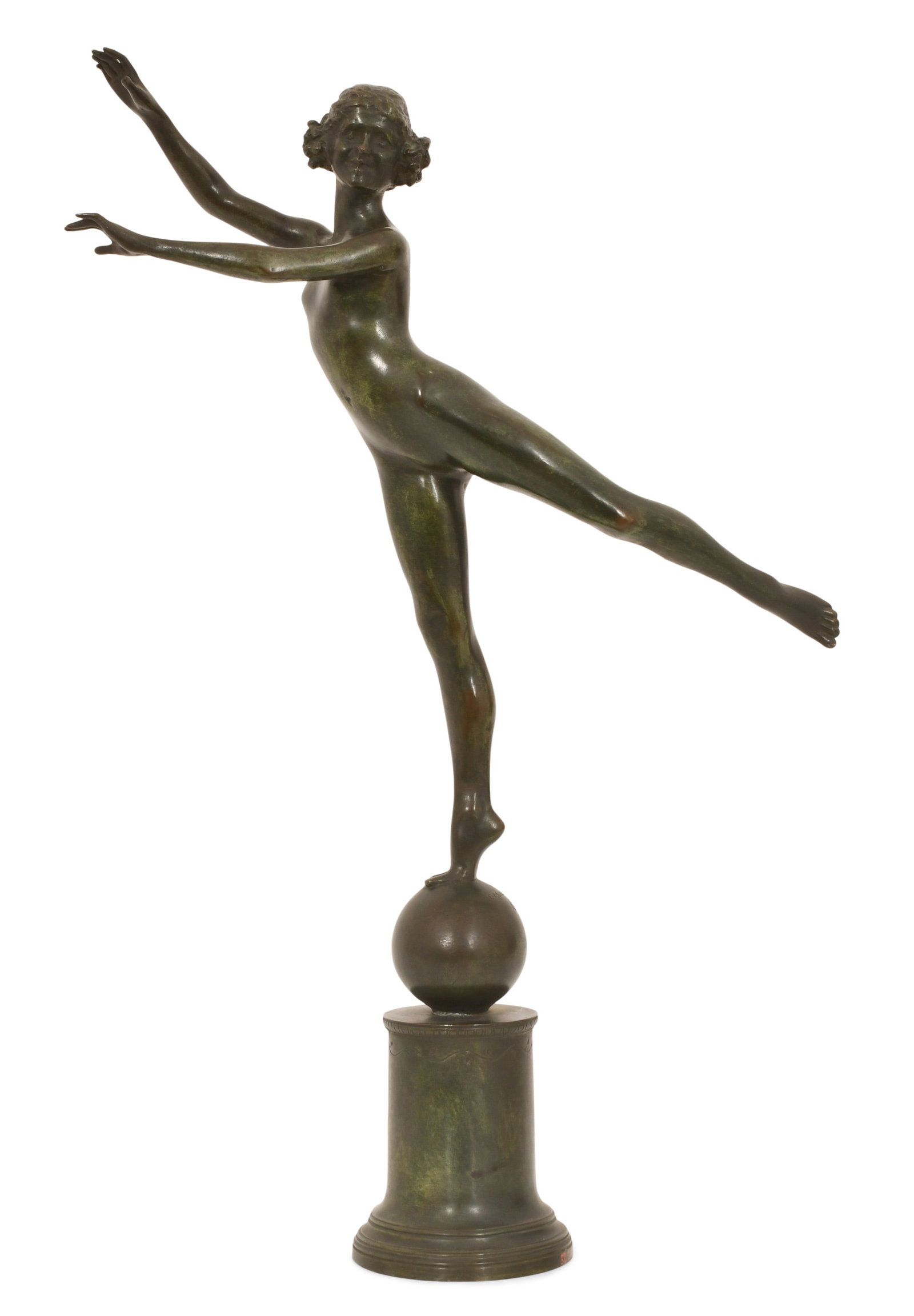 Emil Fuchs (American, 1866-1929), "Arabesque": Emil Fuchs (American, 1866-1929) "Arabesque" patinated bronze sculpture signed "Emil Fuchs, N, 4" and with foundry mark "Roman Iron Works, N.Y." 22 x 14 x 4 inches Provenance: Property from an Importa