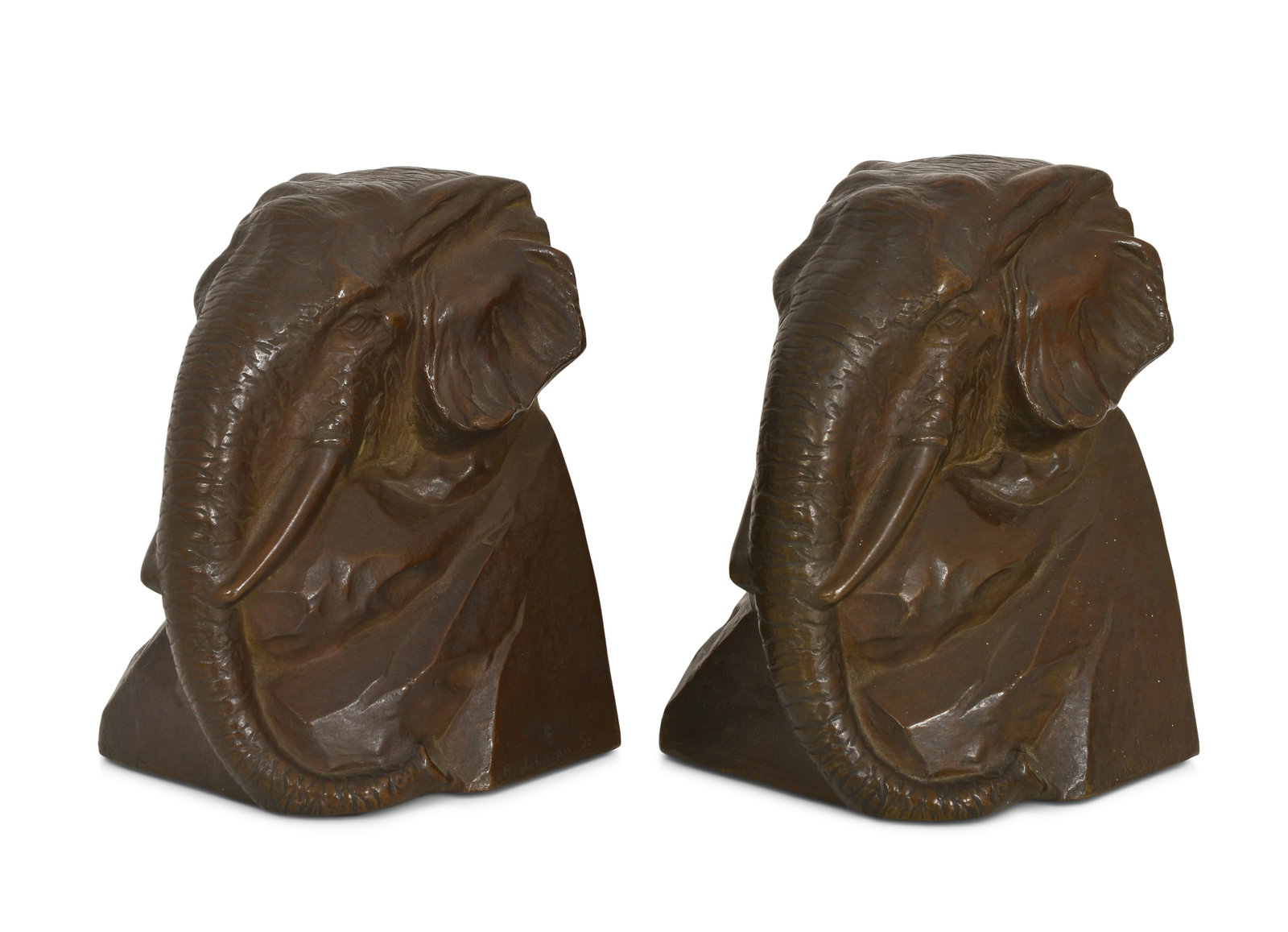 Gorham Co. / Bernard P. Johnson, Pair of "Elephant" Bookends (1 of 1)