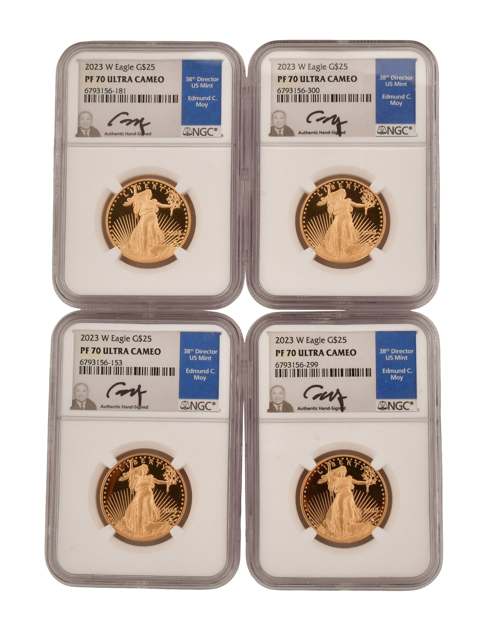 Group of Four 2023 $25 American Eagle Gold Coins (1 of 2)