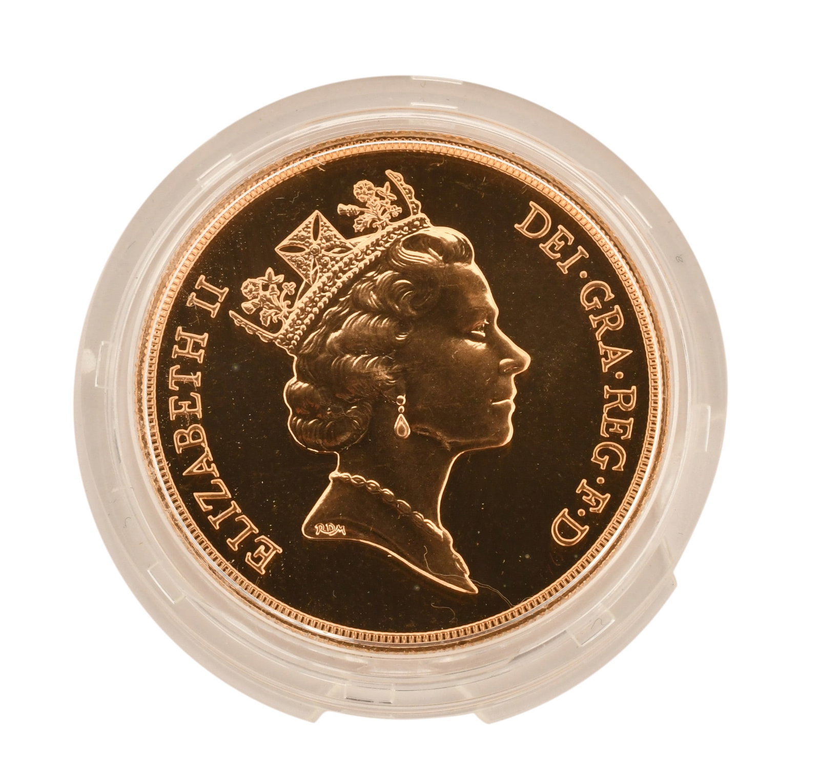 1986 United Kingdom 5 Pound Sovereign Gold Coin: 1986 United Kingdom 5 Pound Sovereign Gold Coin Provenance: Private Collection, Connecticut Other Notes: Fontaine's Auction Gallery can arrange shipping for this item (USA only).