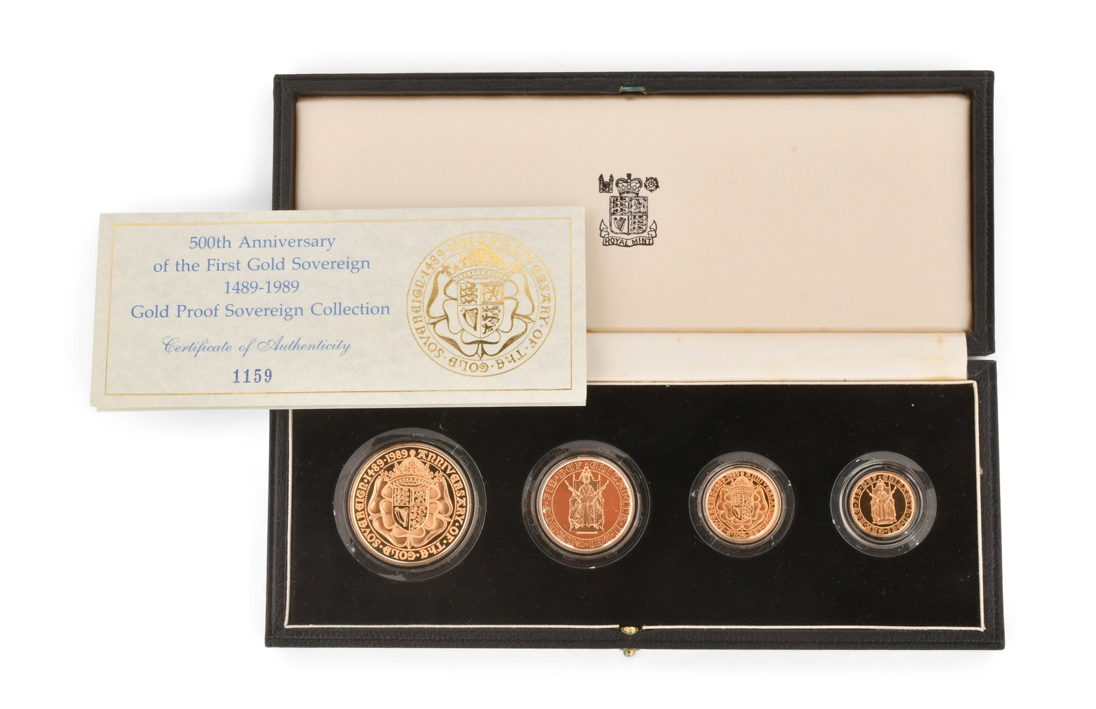 1989 Gold Proof Sovereign Collection, 500th Anniversary Collection 1489-1989: 1989 Gold Proof Sovereign Collection, 500th Anniversary Collection 1489-1989 Provenance: Private Collection, Connecticut Other Notes: Fontaine's Auction Gallery can arrange shipping for this item (USA