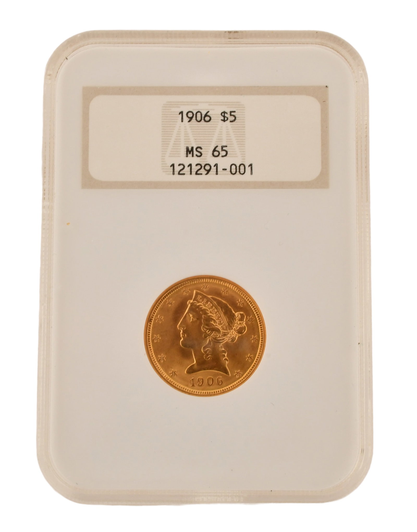 1906 $5 Gold Coin MS65: 1906 $5 Gold Coin MS65 Provenance: Private Collection, Connecticut Other Notes: Fontaine's Auction Gallery can arrange shipping for this item (USA only).