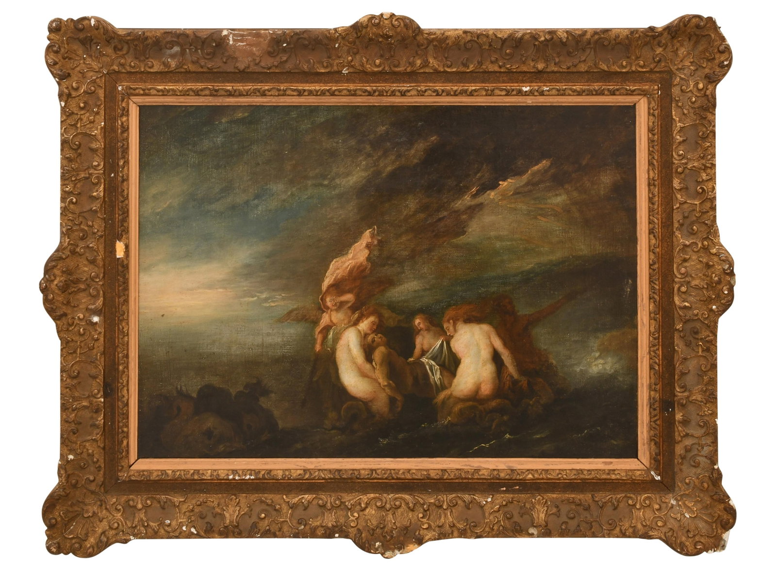 17th Century Oil Painting, After Domenico Fetti (Italian, 1589-1623), "Leander Found by the Nereids" (1 of 3)