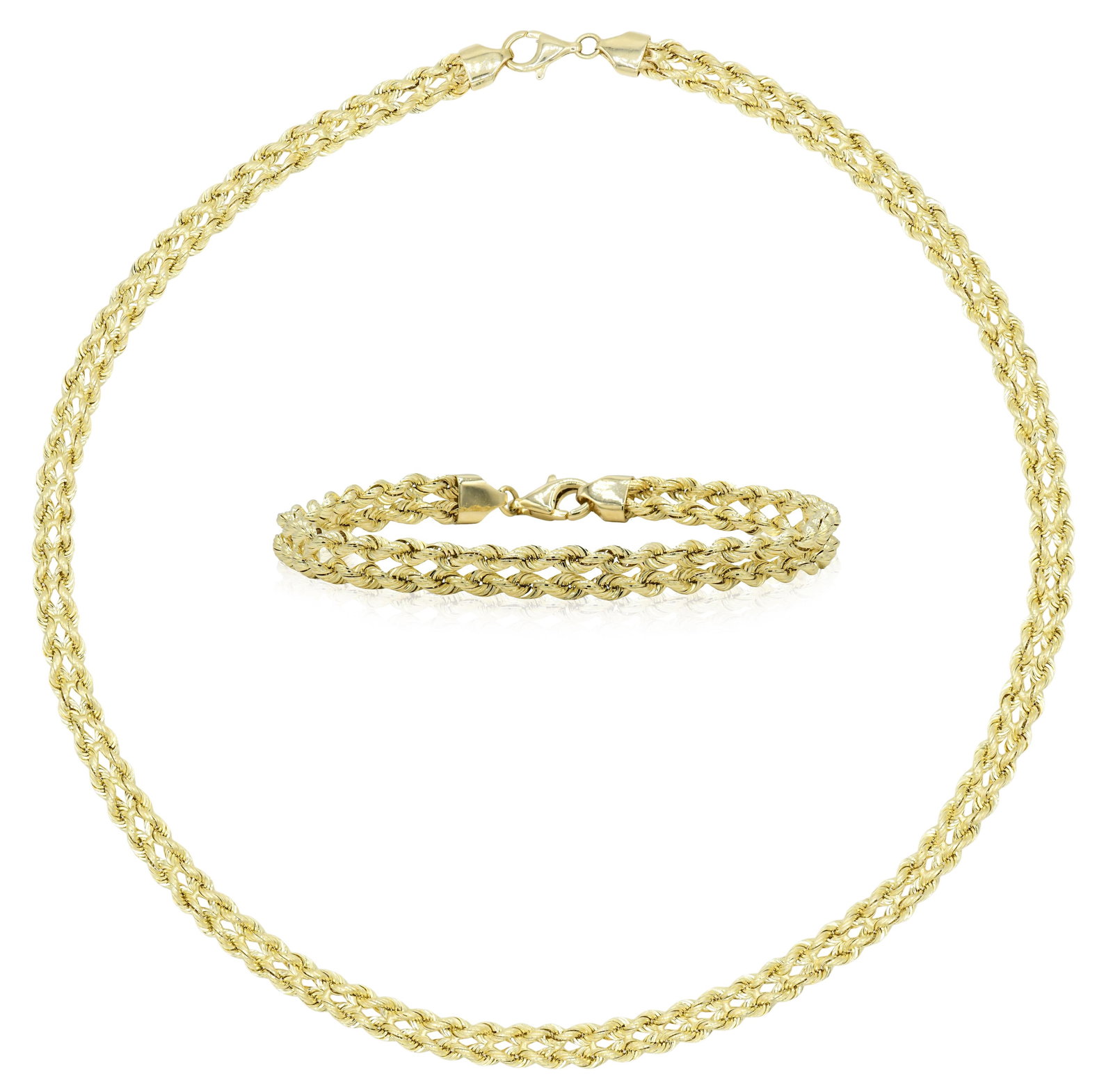 BBB 14K Yellow Gold Peruvian Necklace & Bracelet Set: BBB 14K Yellow Gold Peruvian Necklace & Bracelet Set • 17 1/8 inches (necklace length) • 7 1/4 inches (bracelet length) • 7.7 dwt (total lot weight) Provenance: Private Collection, C