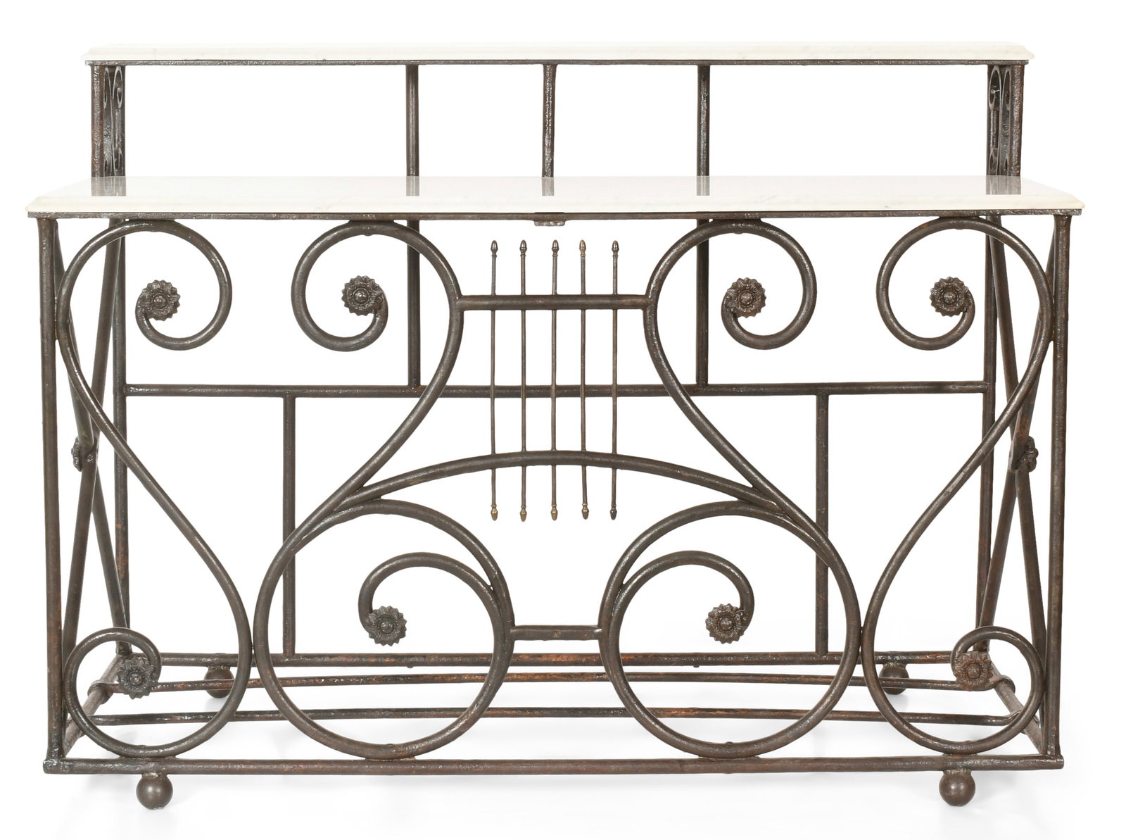 French Two-Tier Bronze & Marble Baker's Table (1 of 1)