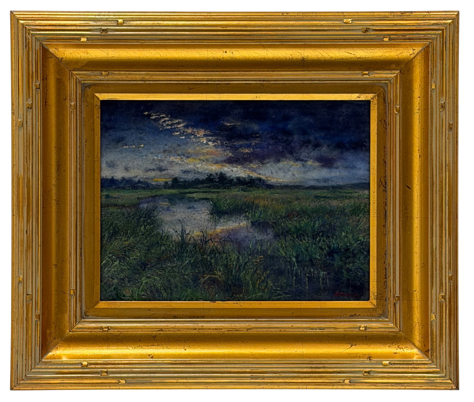 Stelz Studios Pate de Verre Plaque, "Sunset at New Jersey Marsh" (1 of 5)