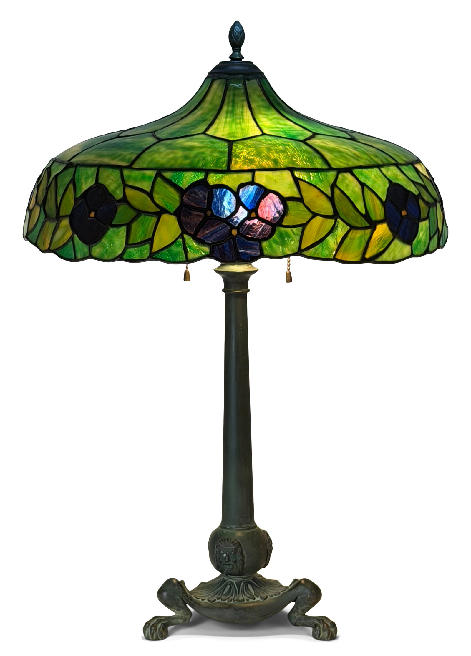 John Morgan & Sons Floral Lamp Shade on a Patinated Bronze Base (1 of 4)