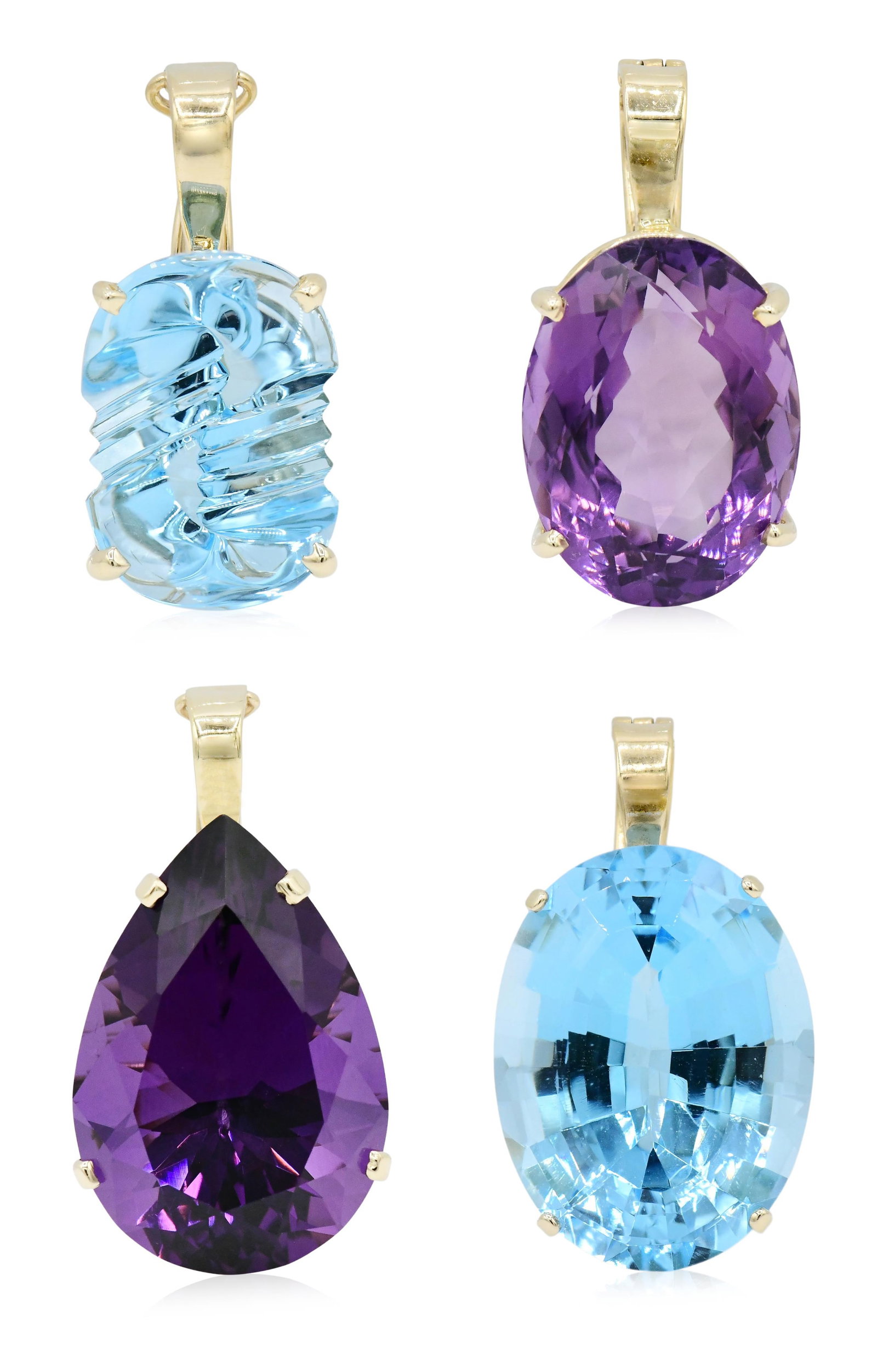 Group of Four 14K Yellow Gold & Gemstone Pendants (1 of 1)