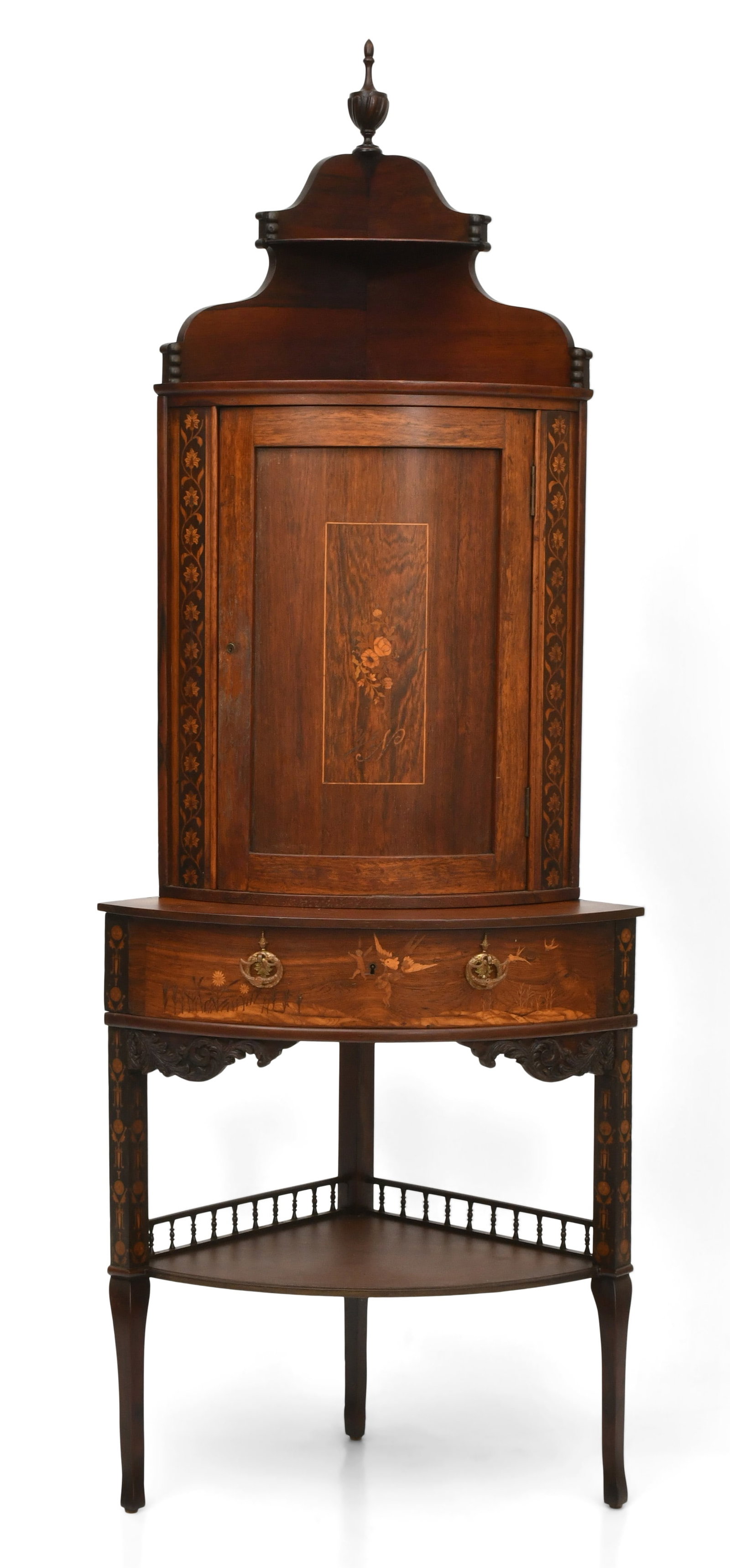 An Inlaid Rosewood Two-Piece Corner Cabinet (1 of 1)