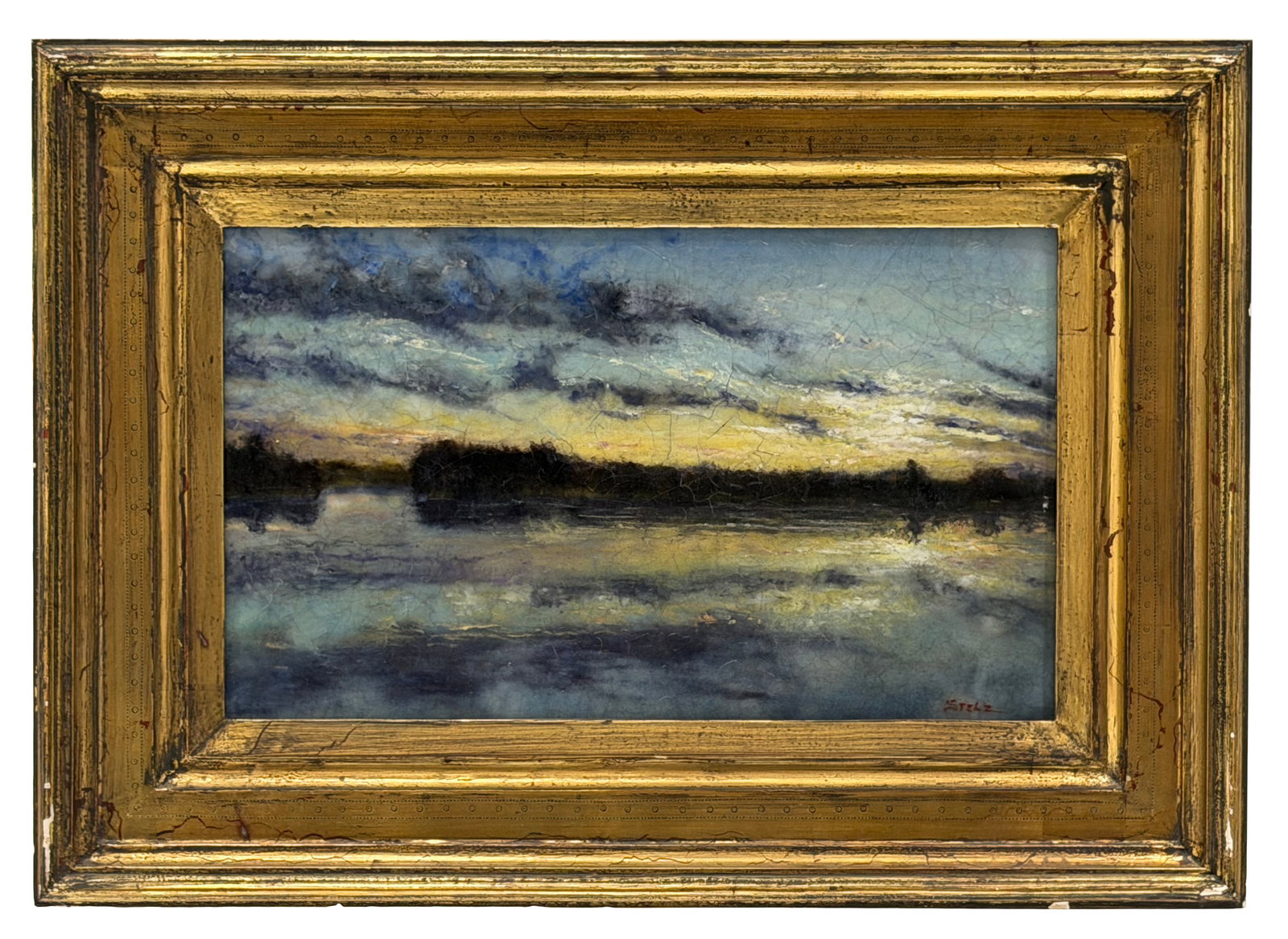 Stelz Studios Pate de Verre Plaque, "Sunset - Round Valley Reservoir" (1 of 5)