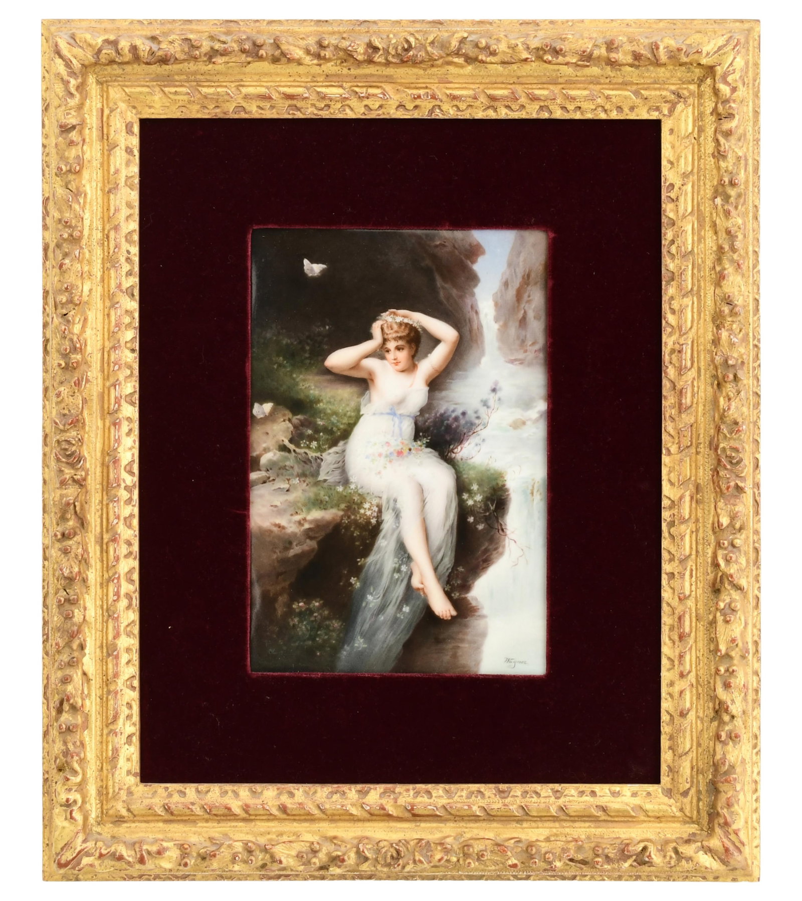 Berlin (KPM) Plaque of a Woman by a Waterfall (1 of 7)