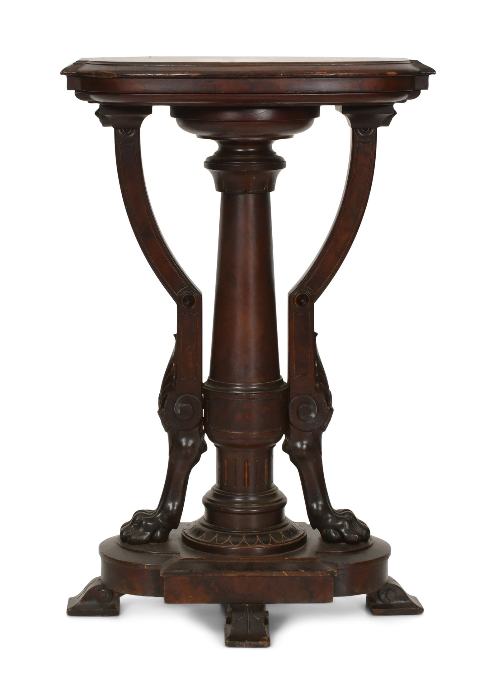 American Renaissance Revival Gilt-Incised Walnut Pedestal (1 of 5)