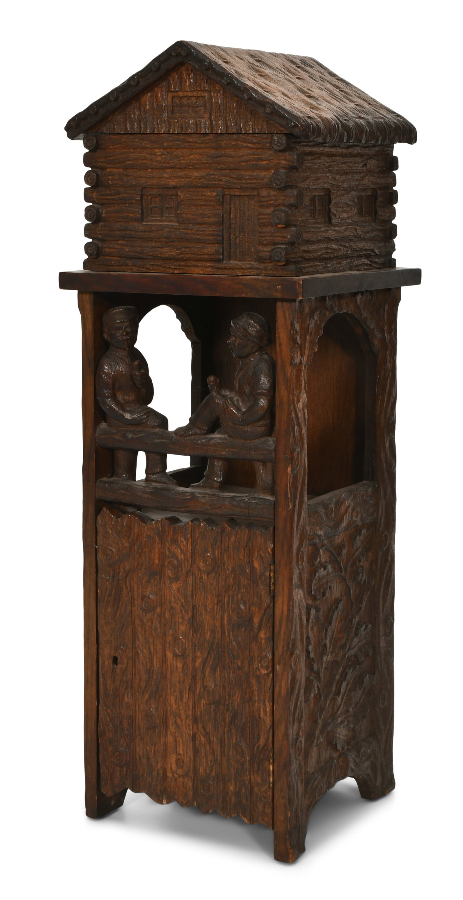 Black Forest Carved Oak Smoking Stand (1 of 6)