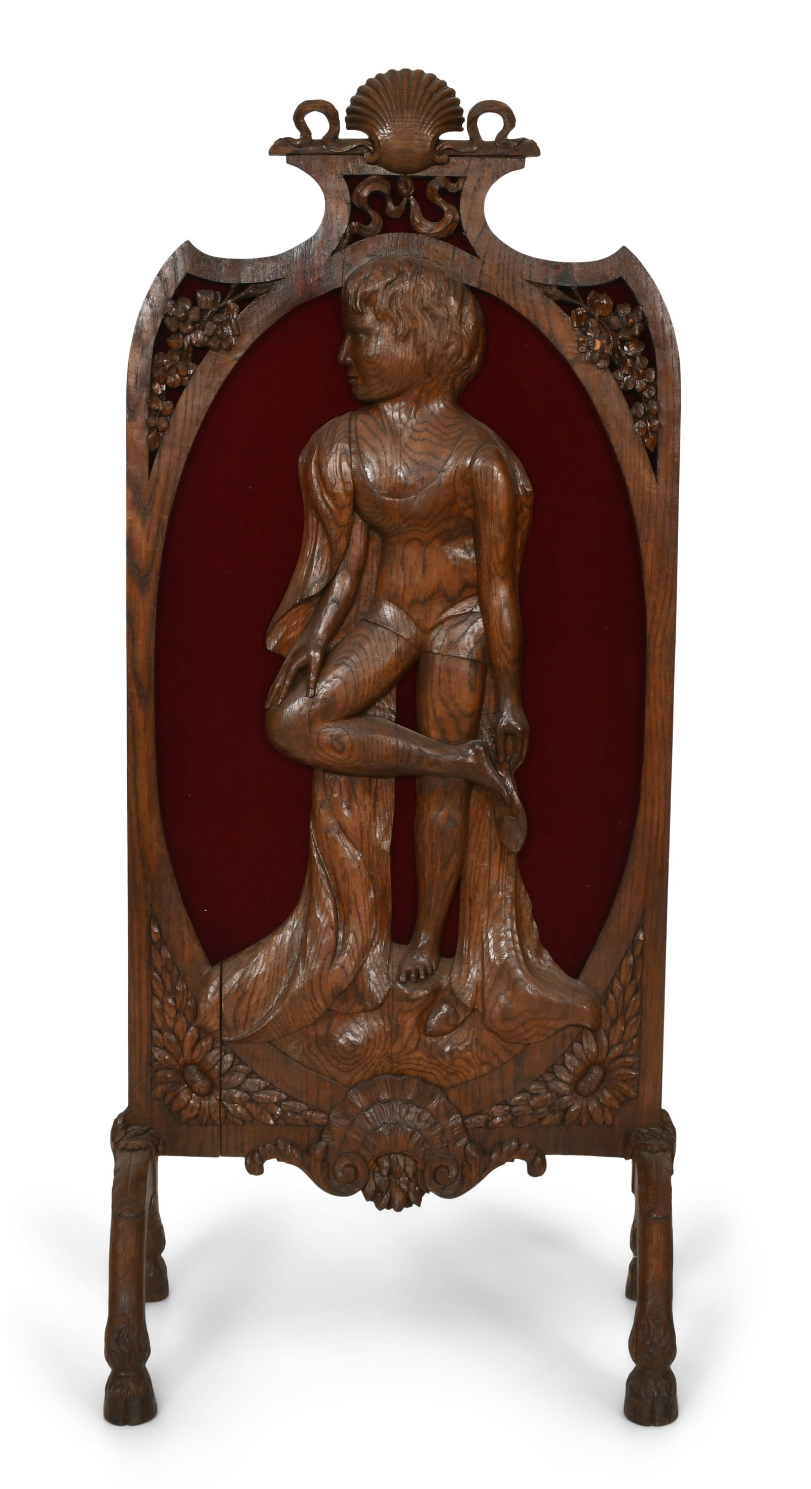 American Figural Carved Oak Fireplace Screen (1 of 1)