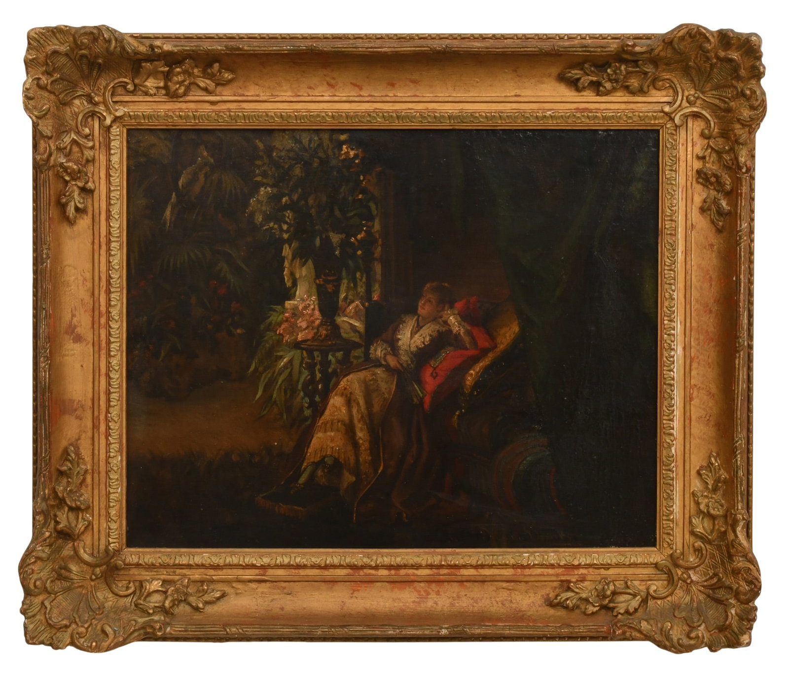 Clemens Van Den Broeck (Belgian, 1843-1922), Interior Scene of a Seated Female: Clemens Van Den Broeck (Belgian, 1843-1922) Interior Scene of a Seated Female oil on panel signed "Clemens Van Den Broeck" (lower left) 12 1/2 x 15 3/4 inches (panel) 17 1/2 x 20 3/4 inches (frame)