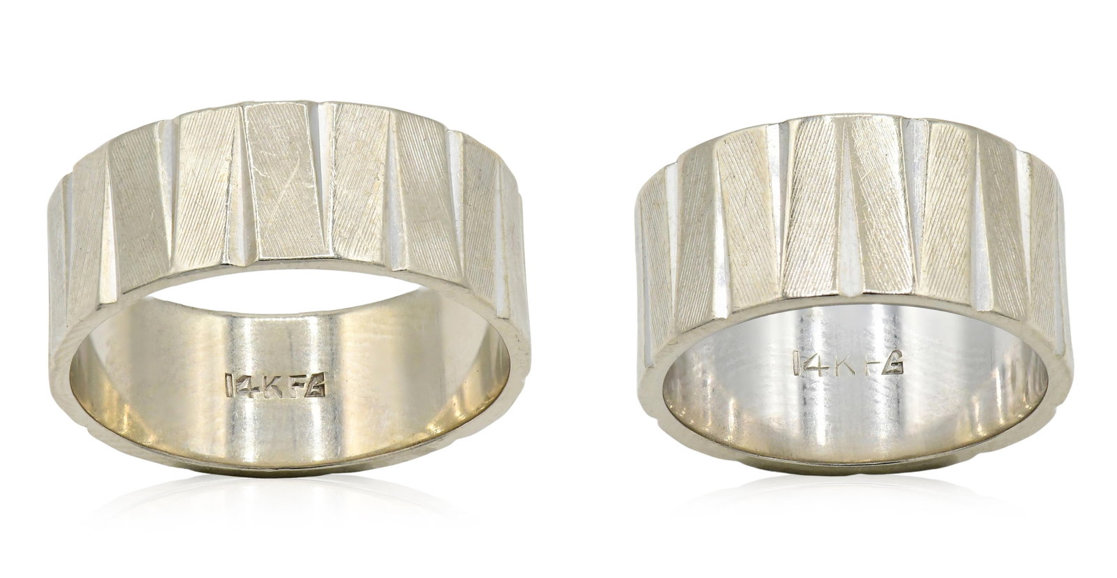 Frederick Goldman, Two 14K White Gold Cigar Rings: Frederick Goldman, Two 14K White Gold Cigar Rings • 10 and 4 1/4 (ring sizes) • 7.8 dwt (total lot weight) Provenance: Private Collection, Massachusetts Other Notes: Fontaine's Auction Gal