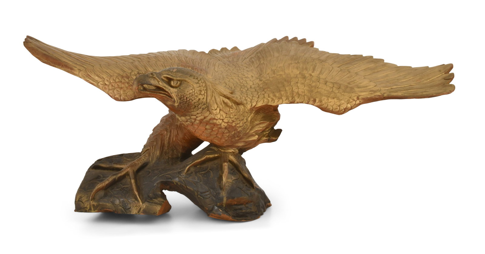 American Carved & Giltwood Figure of an Eagle: American Carved & Giltwood Figure of an Eagle 19th century 18 x 48 x 24 inches Provenance: Important Private Collection