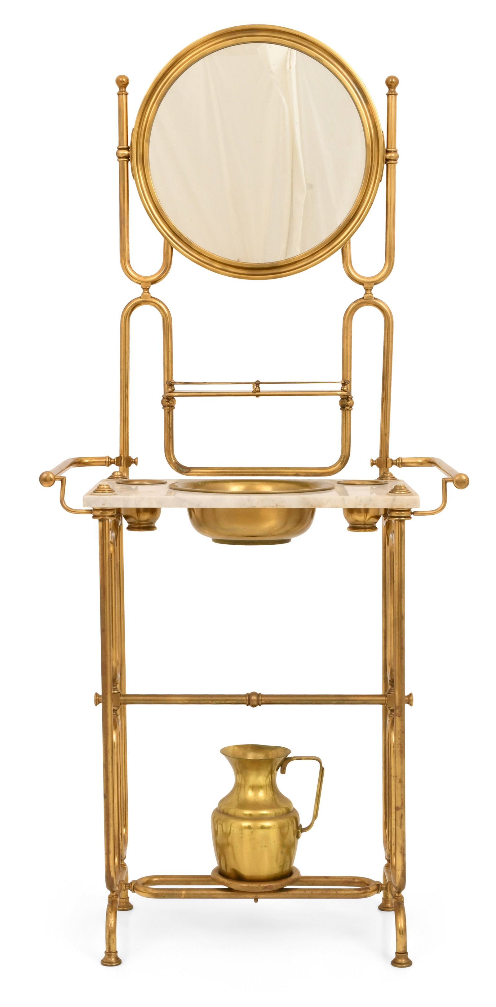 An Early 20th Century Brass & Marble Top Washstand (1 of 8)