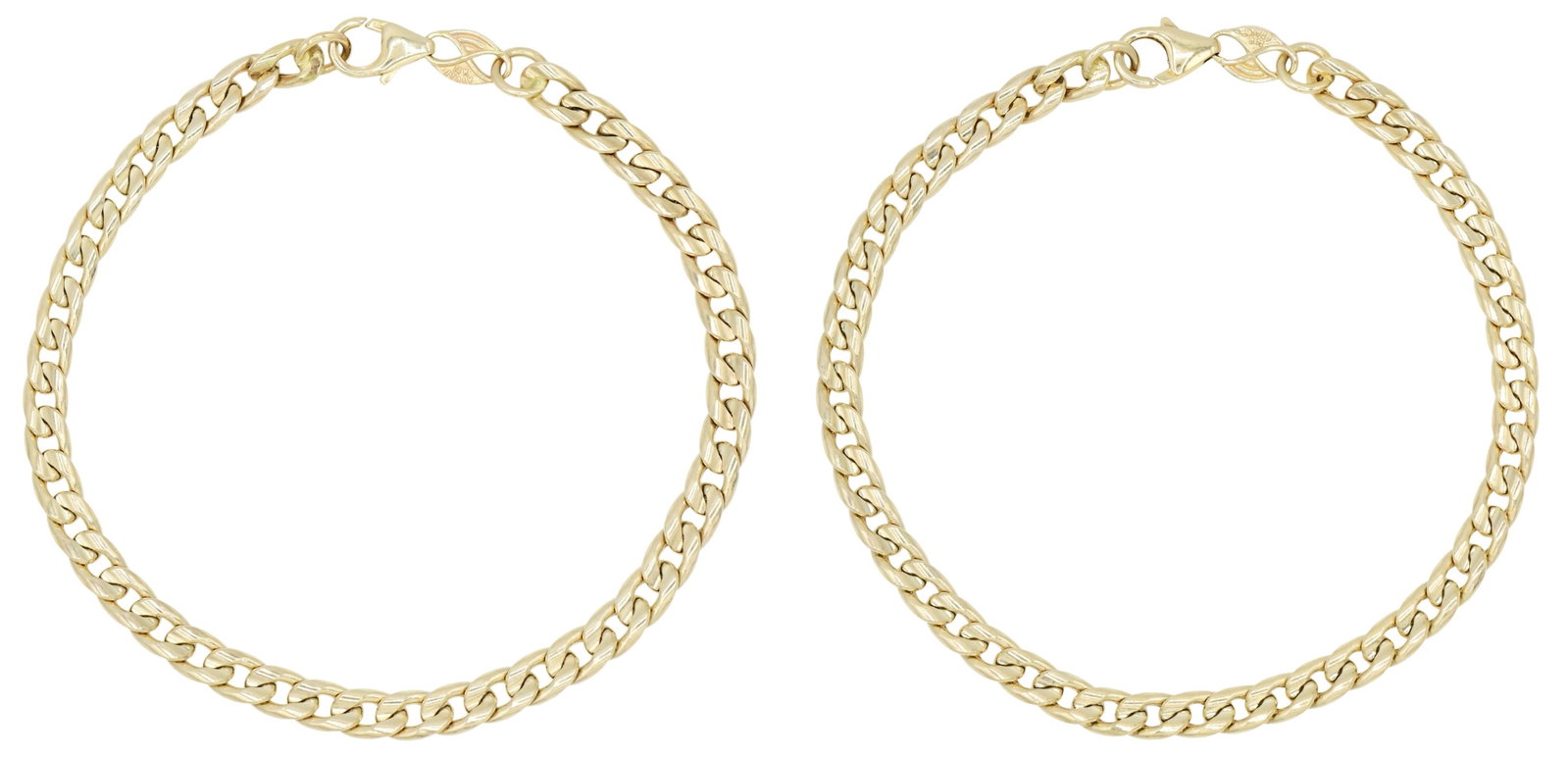 Two 14K Yellow Gold Italian Bracelets: Two 14K Yellow Gold Italian Bracelets • 8 inches (length) • 7.8 dwt (total lot weight) Provenance: Private Collection, Connecticut Other Notes: Fontaine's Auction Gallery can arrange shipp