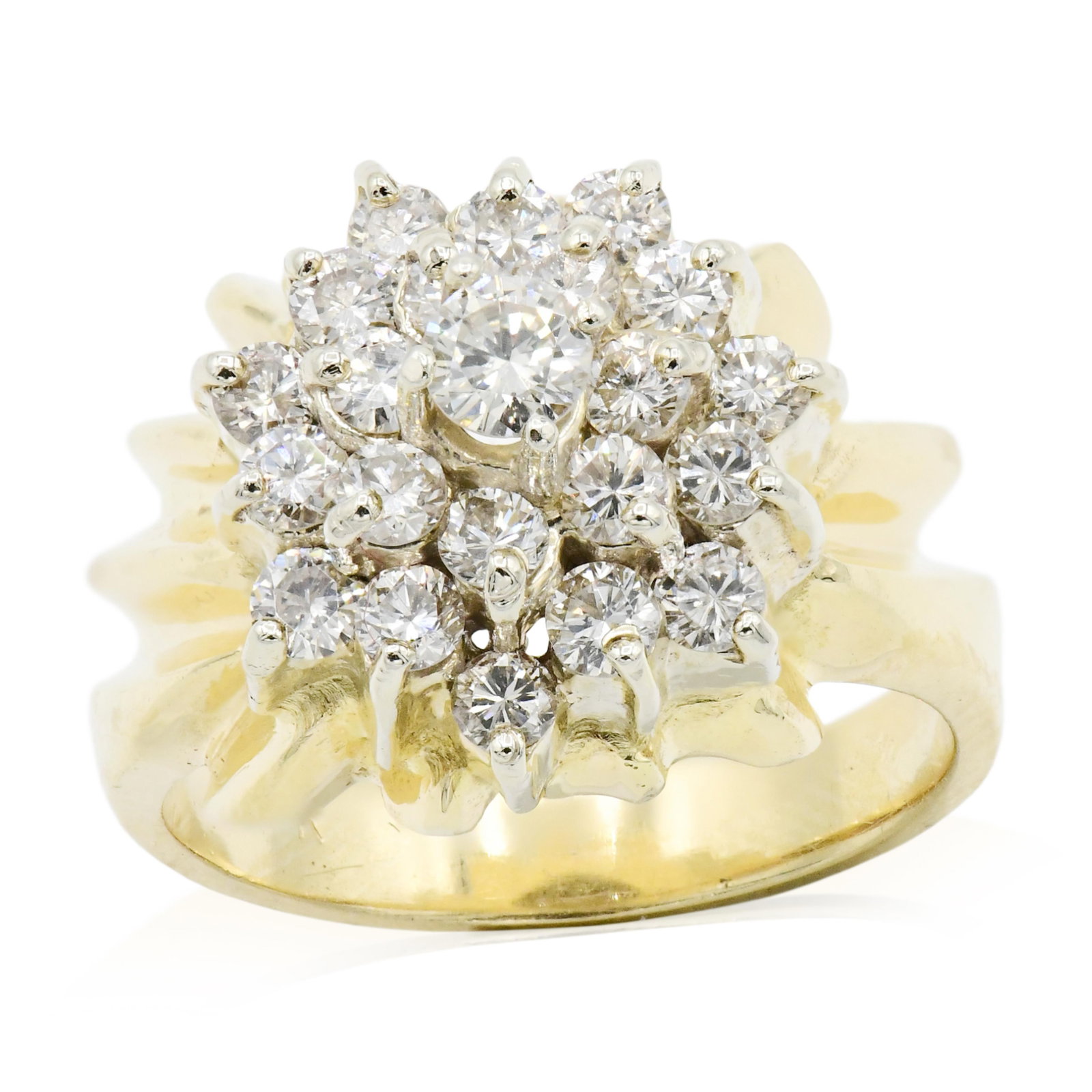 14K Yellow Gold & Diamond Cluster Ring (1 of 1)